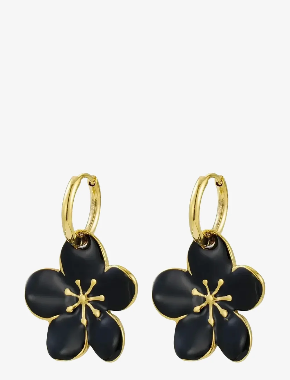 Bud to rose - Calista Enamel Earring Black/Gold - ohrhänger - gold - 1