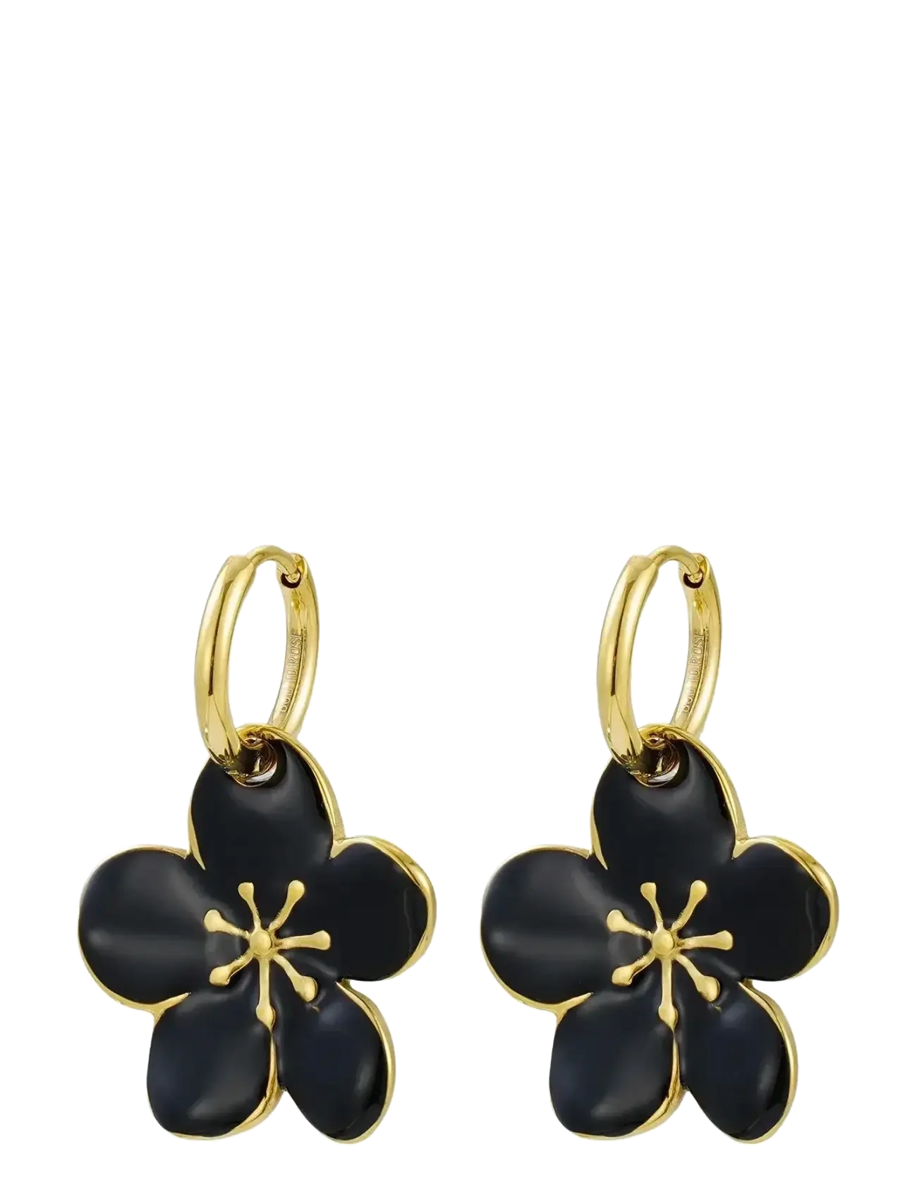 Bud to rose Calista Enamel Earring Black/Gold - Ohrhänger - GOLD / black
