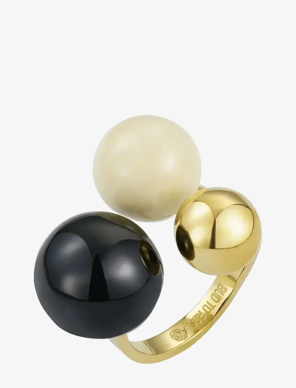 Bud to rose - Brea Enamel Ring Ivory/Black/Silver - ringe - gold - 1