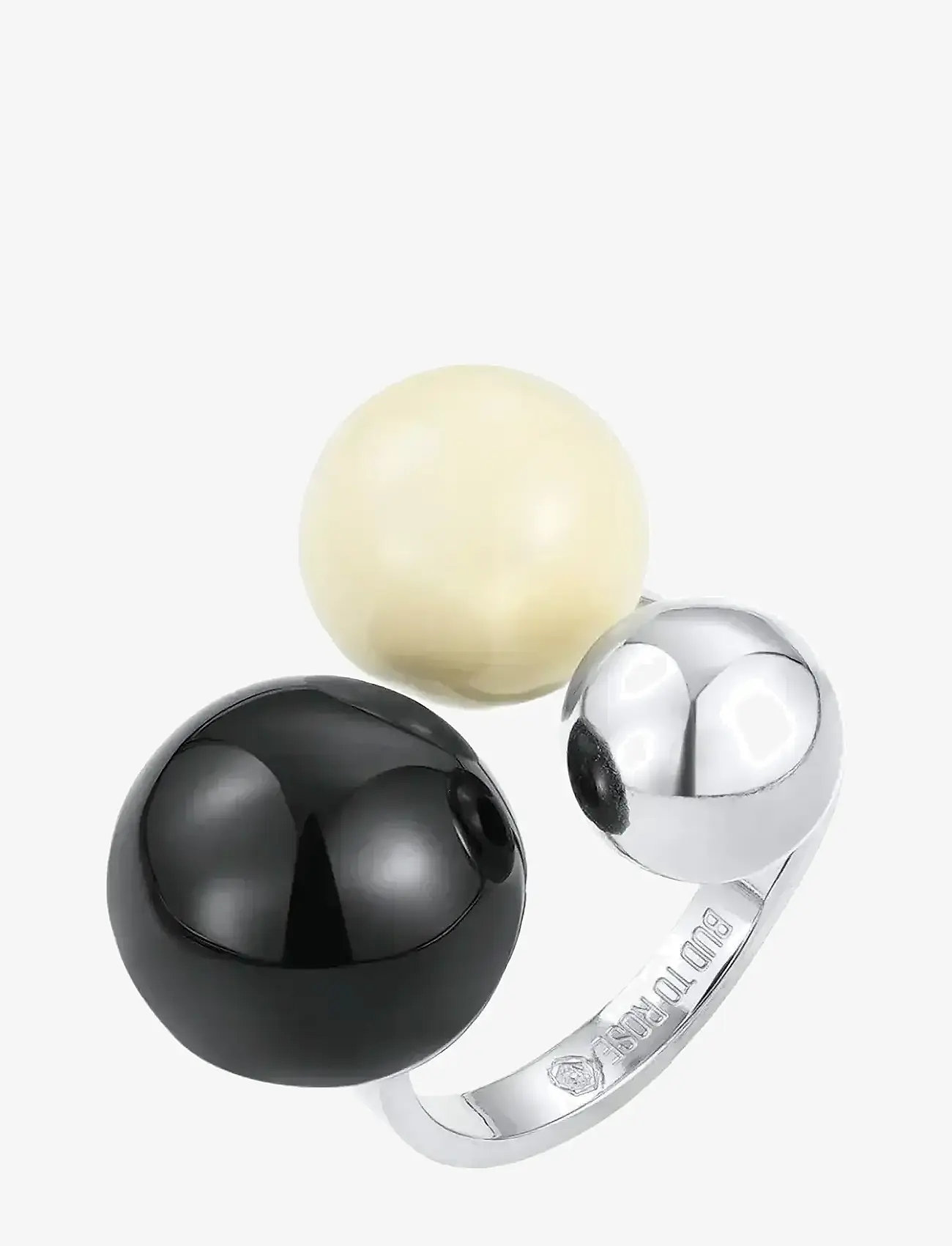 Bud to rose - Brea Enamel Ring Ivory/Black/Silver - silver - 1
