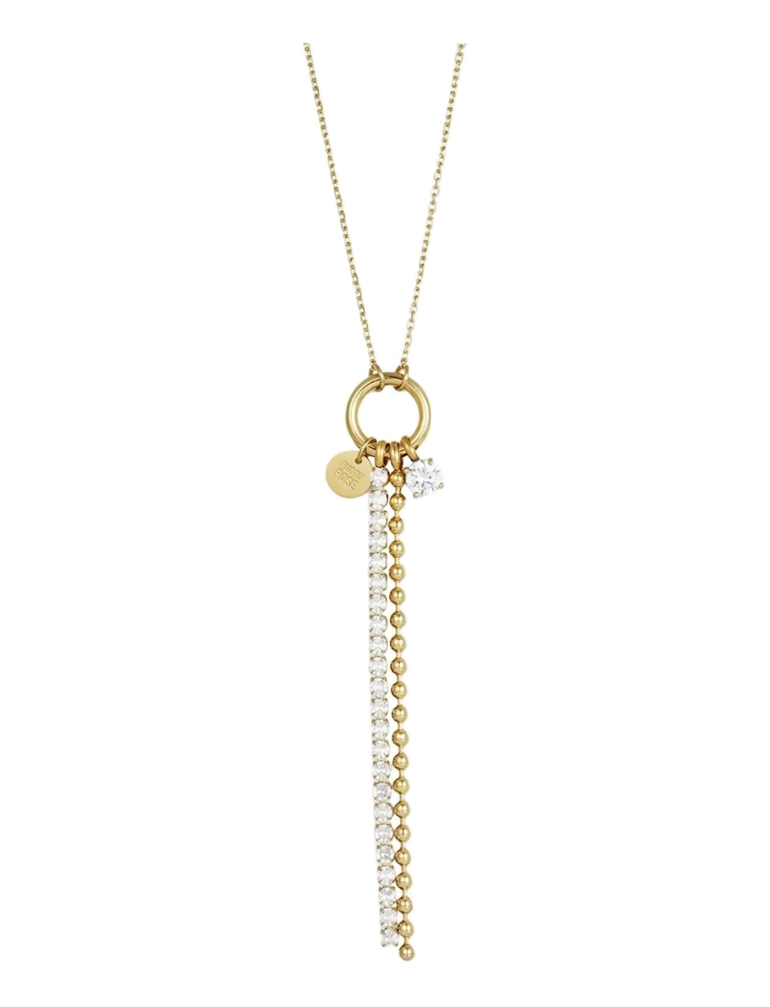 Bud To Rose - Ice Bead Fringe Necklace Gold - statement halskæder - gold - 2
