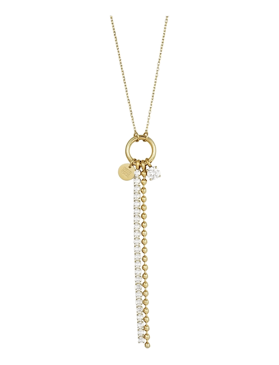 Bud To Rose - Ice Bead Fringe Necklace Gold - statement-ketten - gold - 2