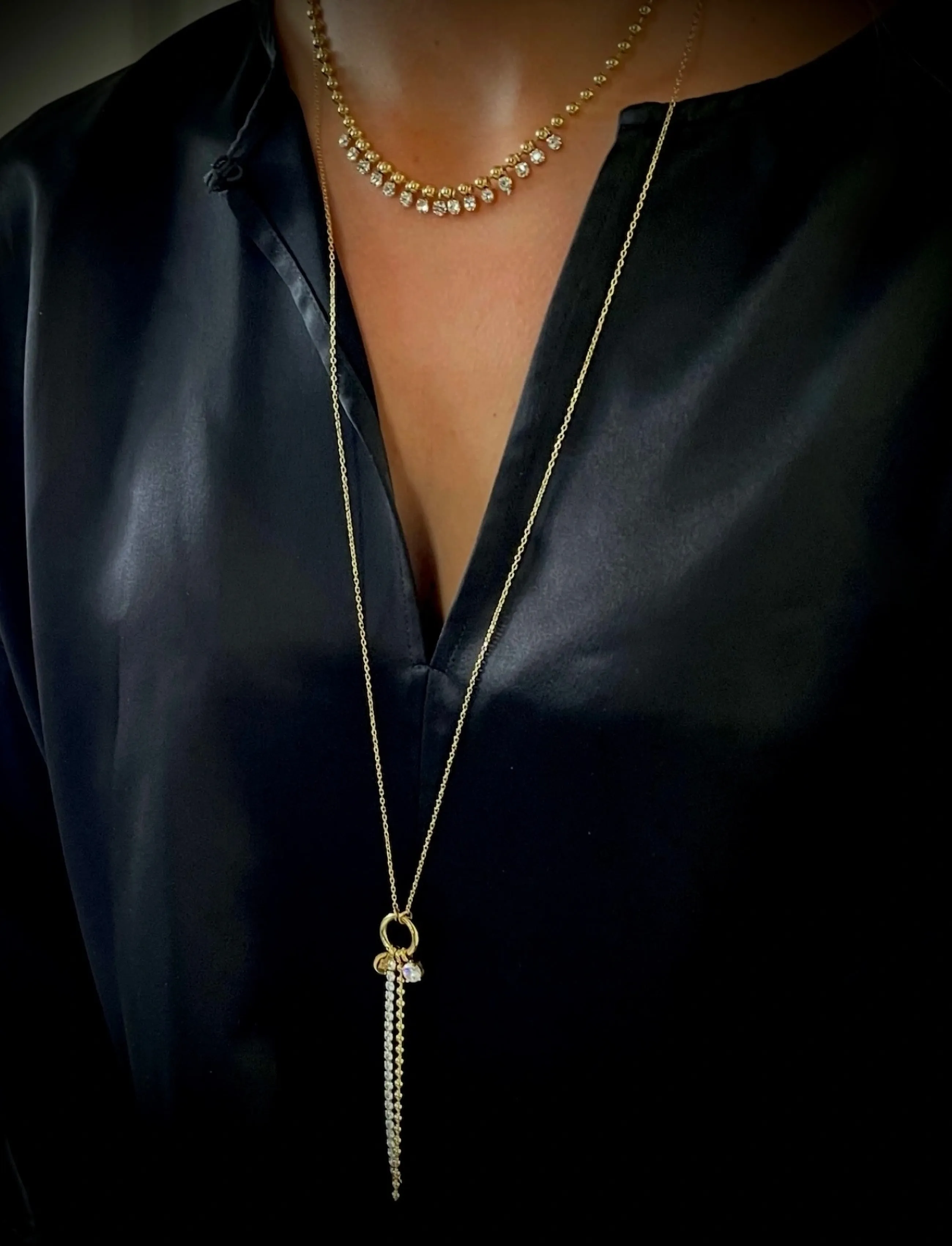 Bud To Rose Ice Bead Fringe Necklace Gold, One Size, Necklaces, Gold - Statement Frauen