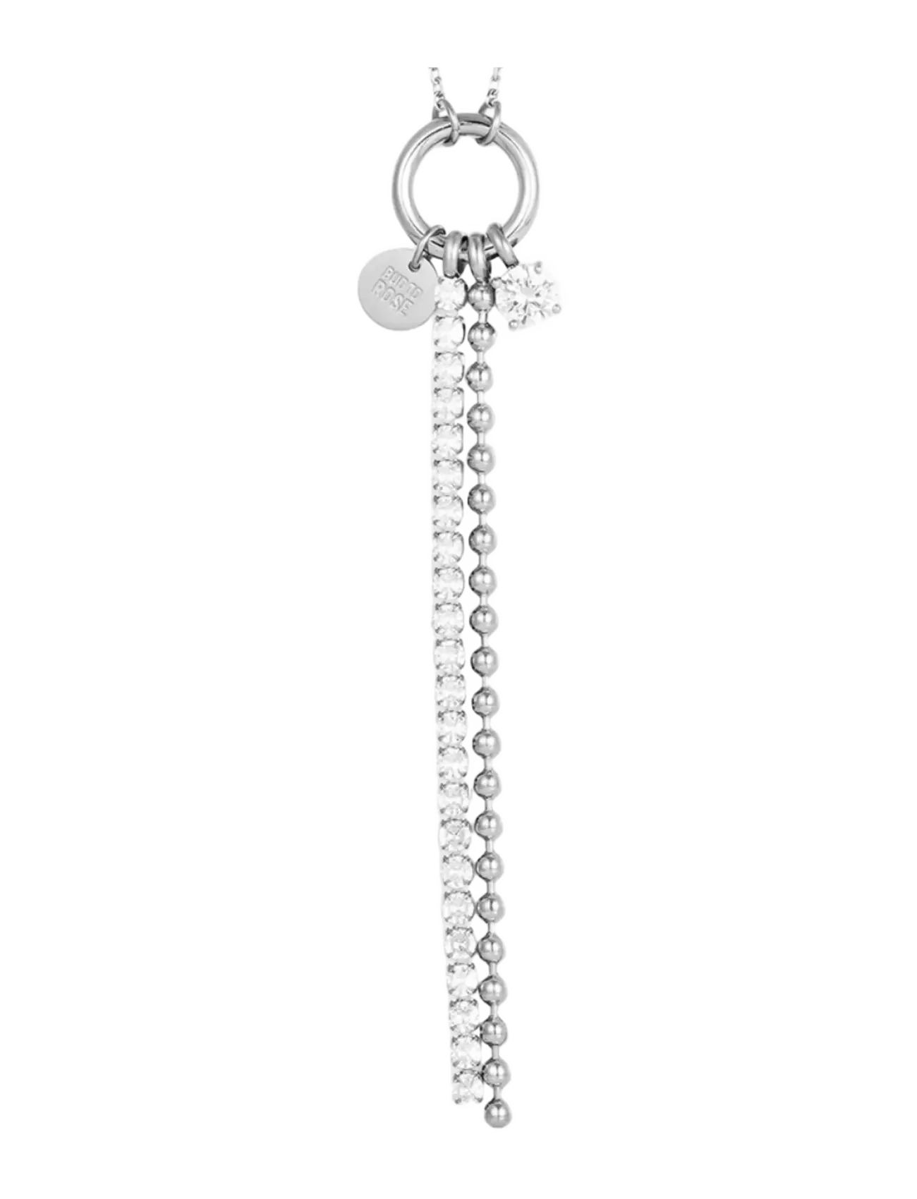 Bud to rose Ice Bead Fringe Necklace Silver - Statement-halskjeder - SILVER / silver