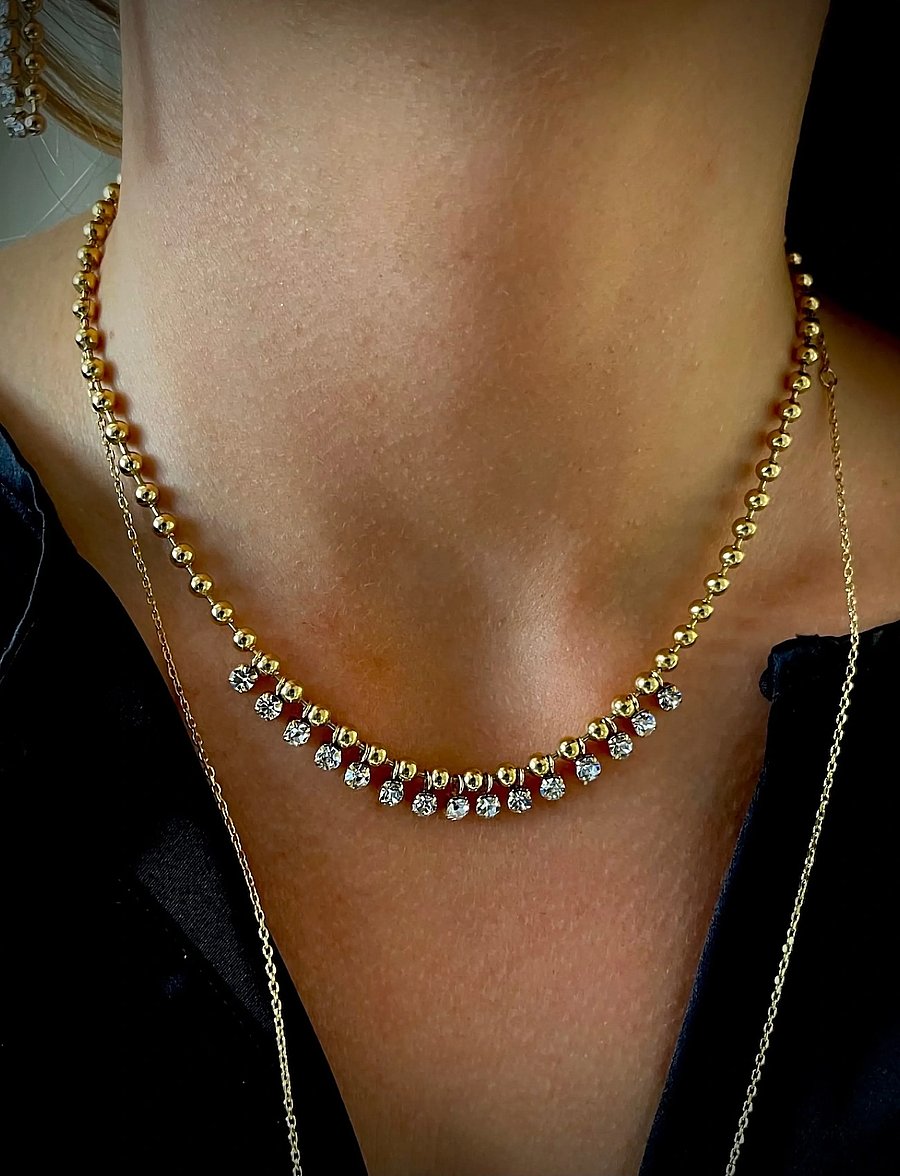 Bud To Rose - Ice Ballchain Necklace Gold - statement-ketten - gold - 0
