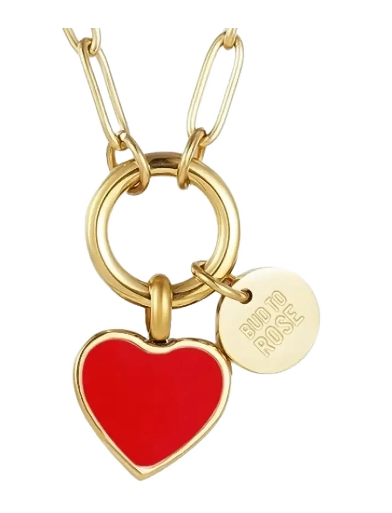 Bud to rose Noble Heart Necklace Black/Gold - Pendant necklaces - RED/GOLD / gold