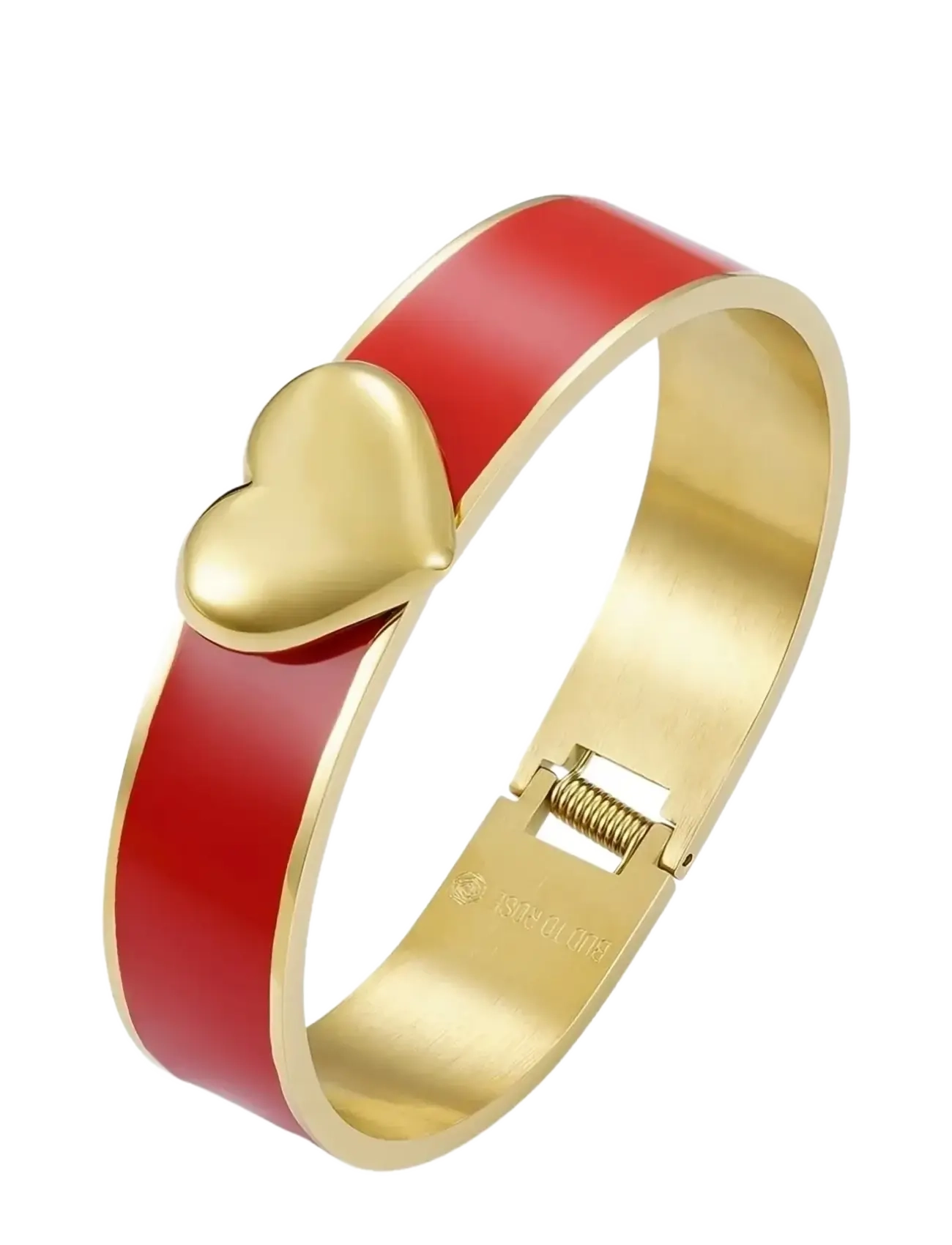 Heart Enamel Bracelet Red/Gold - RED/GOLD
