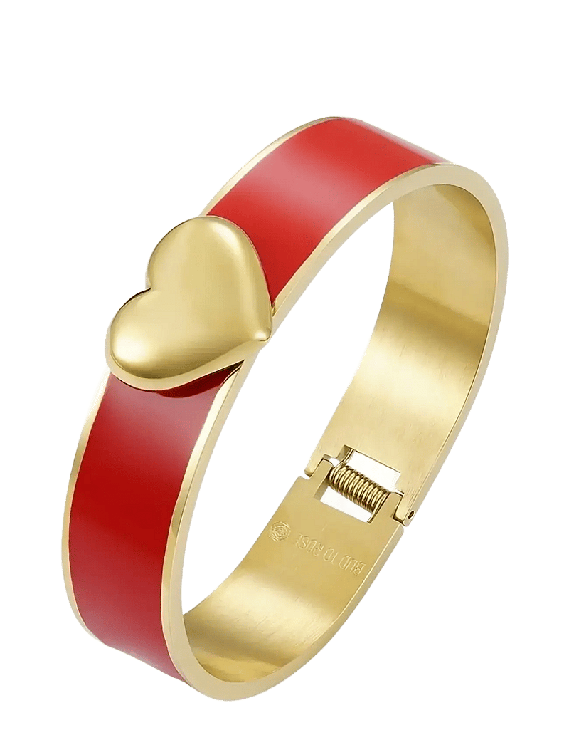 Bud to rose - Heart Enamel Bracelet Red/Gold - bangles - red/gold - 1