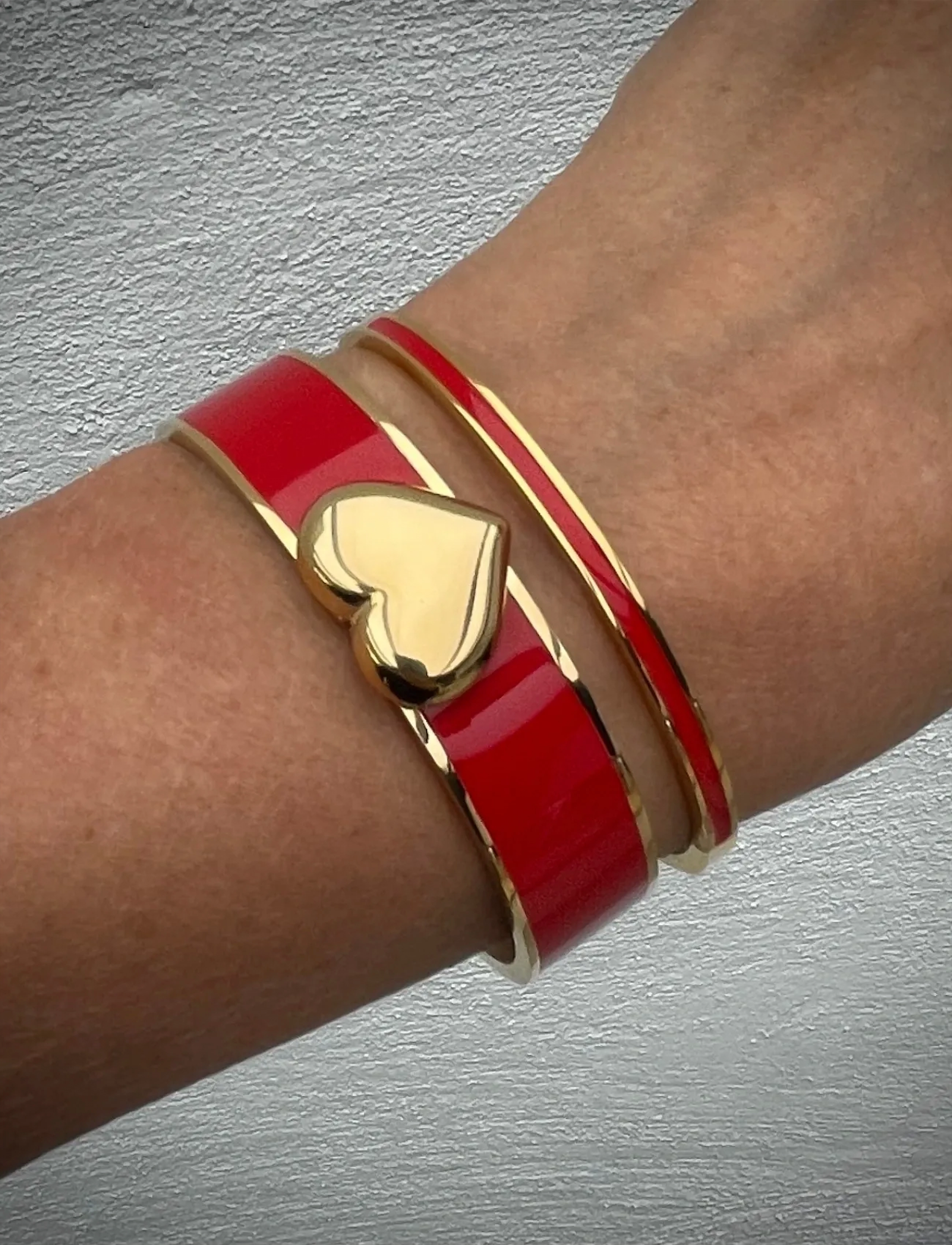 Bud to rose - Heart Enamel Bracelet Red/Gold - red/gold - 2