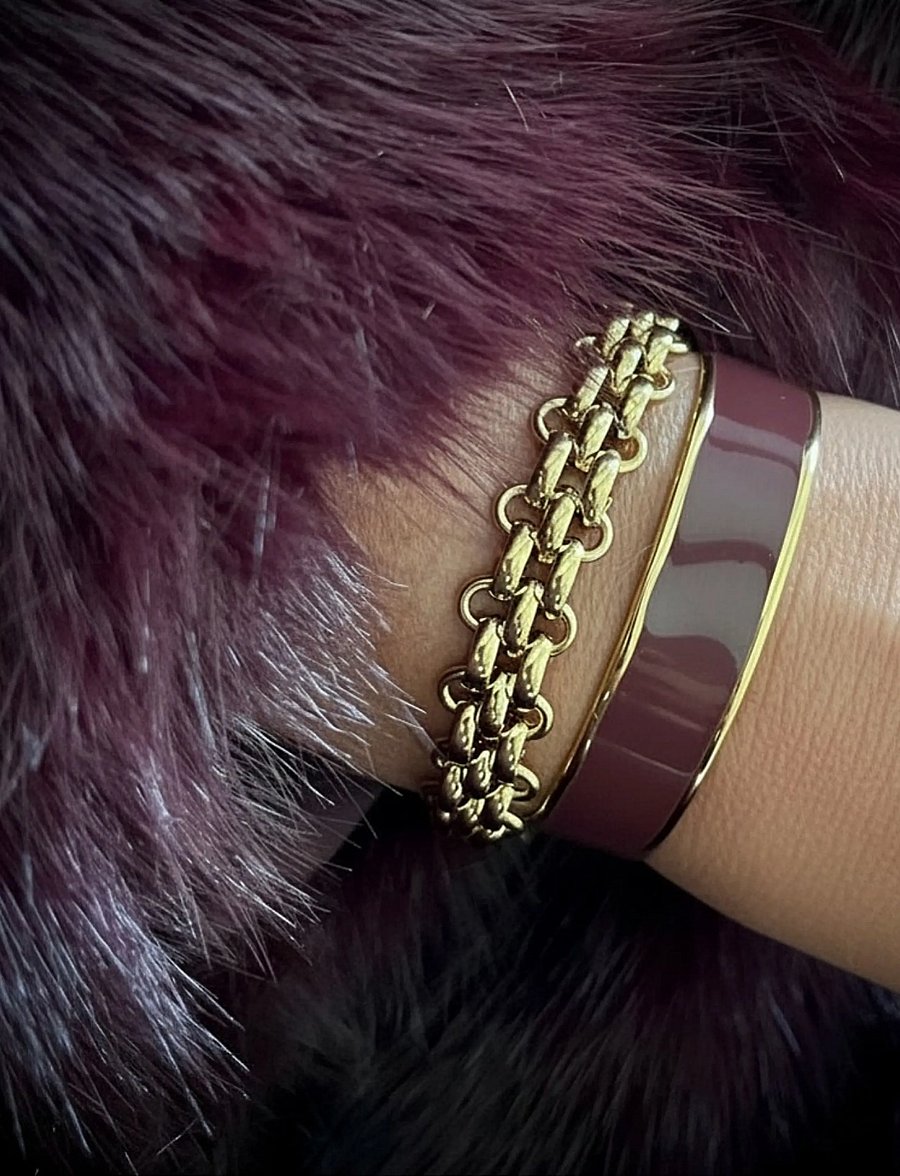 Bud To Rose - Envy Enamel Bangle Wine/Gold - armreifen - wine/gold - 0