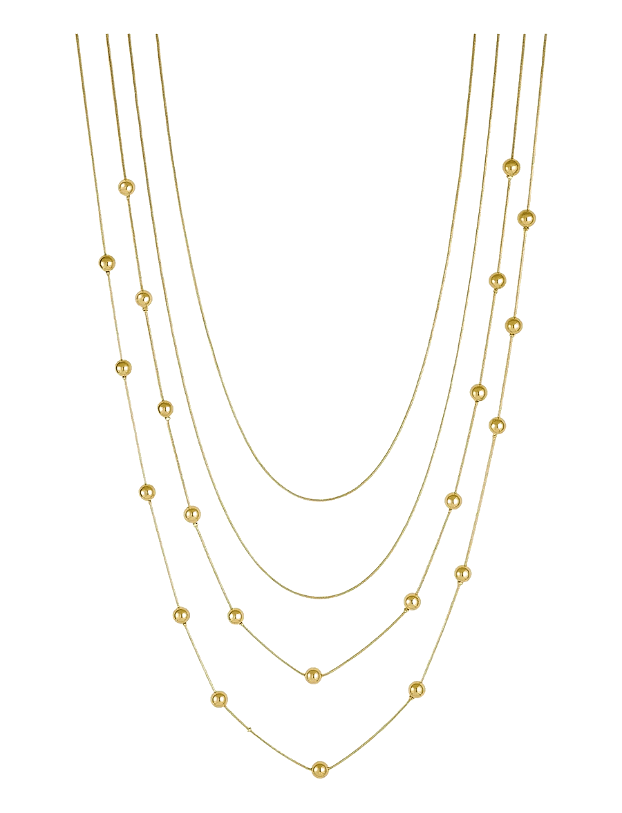 Bud To Rose - Bead Layer Necklace Silver - halskæder - gold - 1