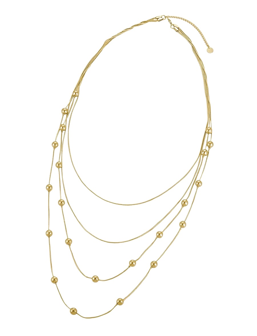 Bud To Rose - Bead Layer Necklace Silver - halskæder - gold - 2