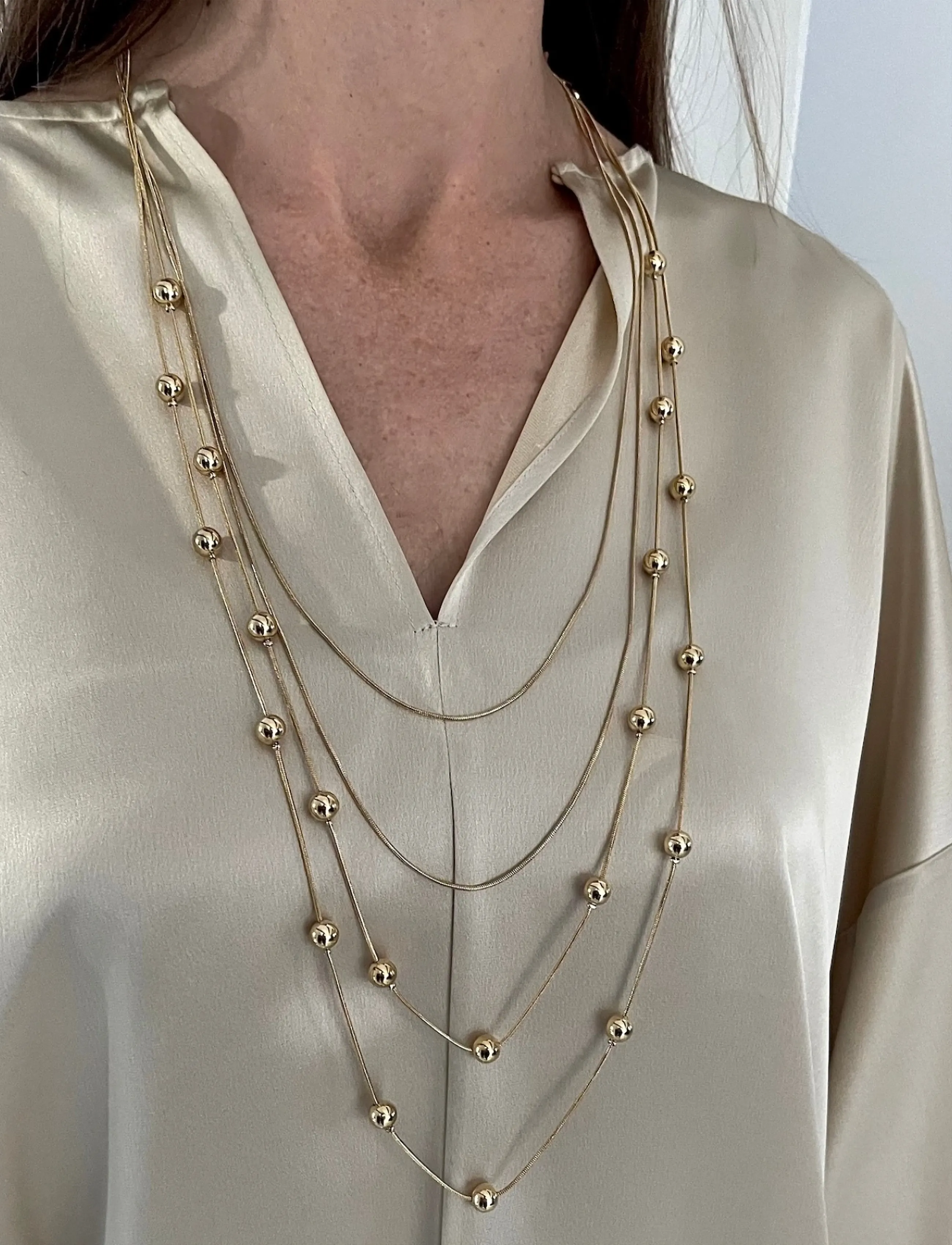 Bud To Rose Bead Layer Necklace Silver, One Size, Necklaces, Gold - Chain Frauen