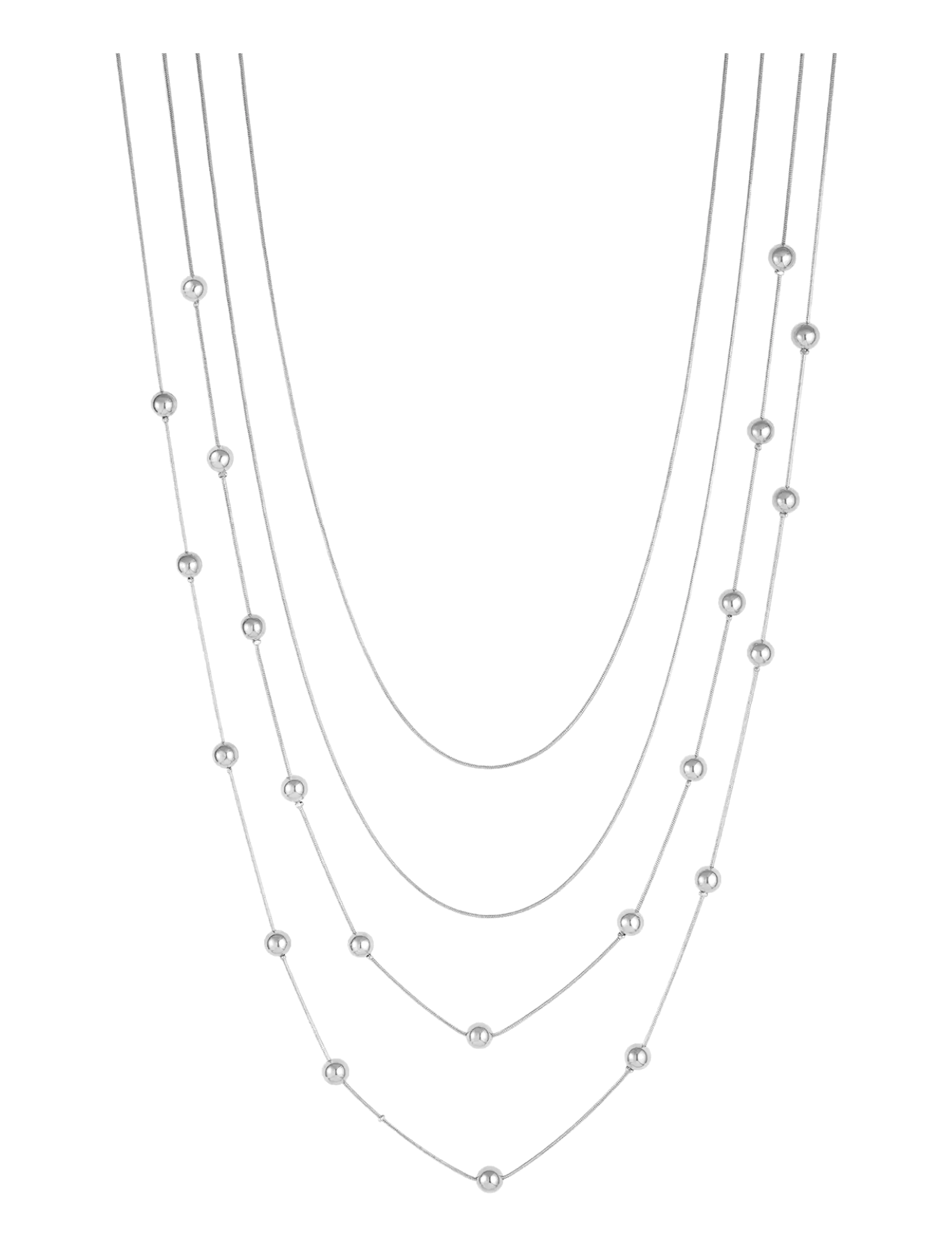 Bud to rose Bead Layer Necklace Gold - Officewear - SILVER / silver