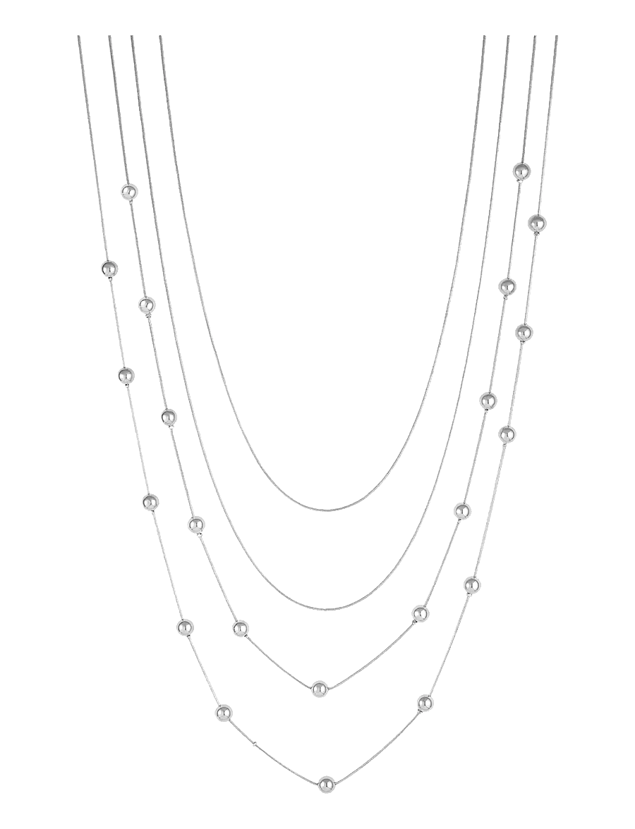 Bud To Rose - Bead Layer Necklace Silver - kaelaketid - silver - 1