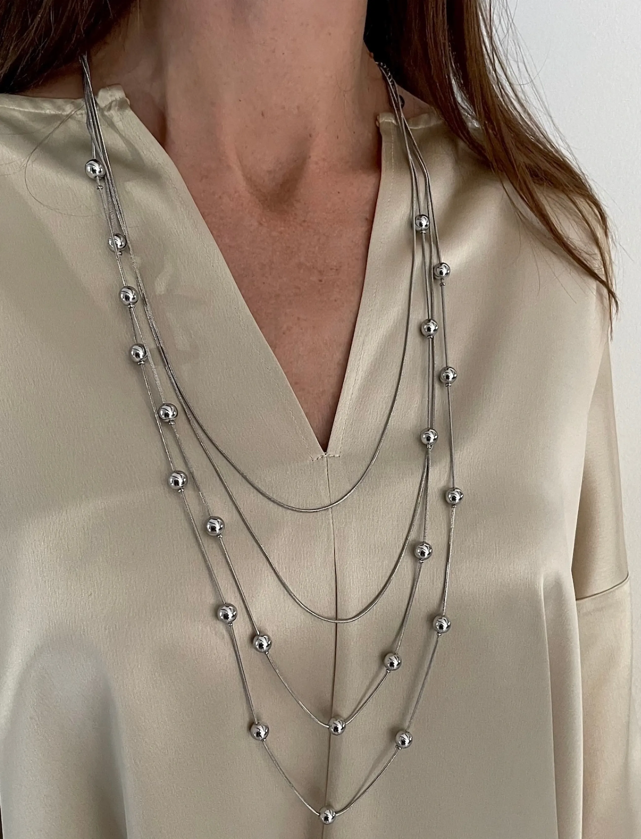 Bud To Rose Bead Layer Necklace Silver, One Size, Silver, Halskæder > Kædehalskæder, Dame