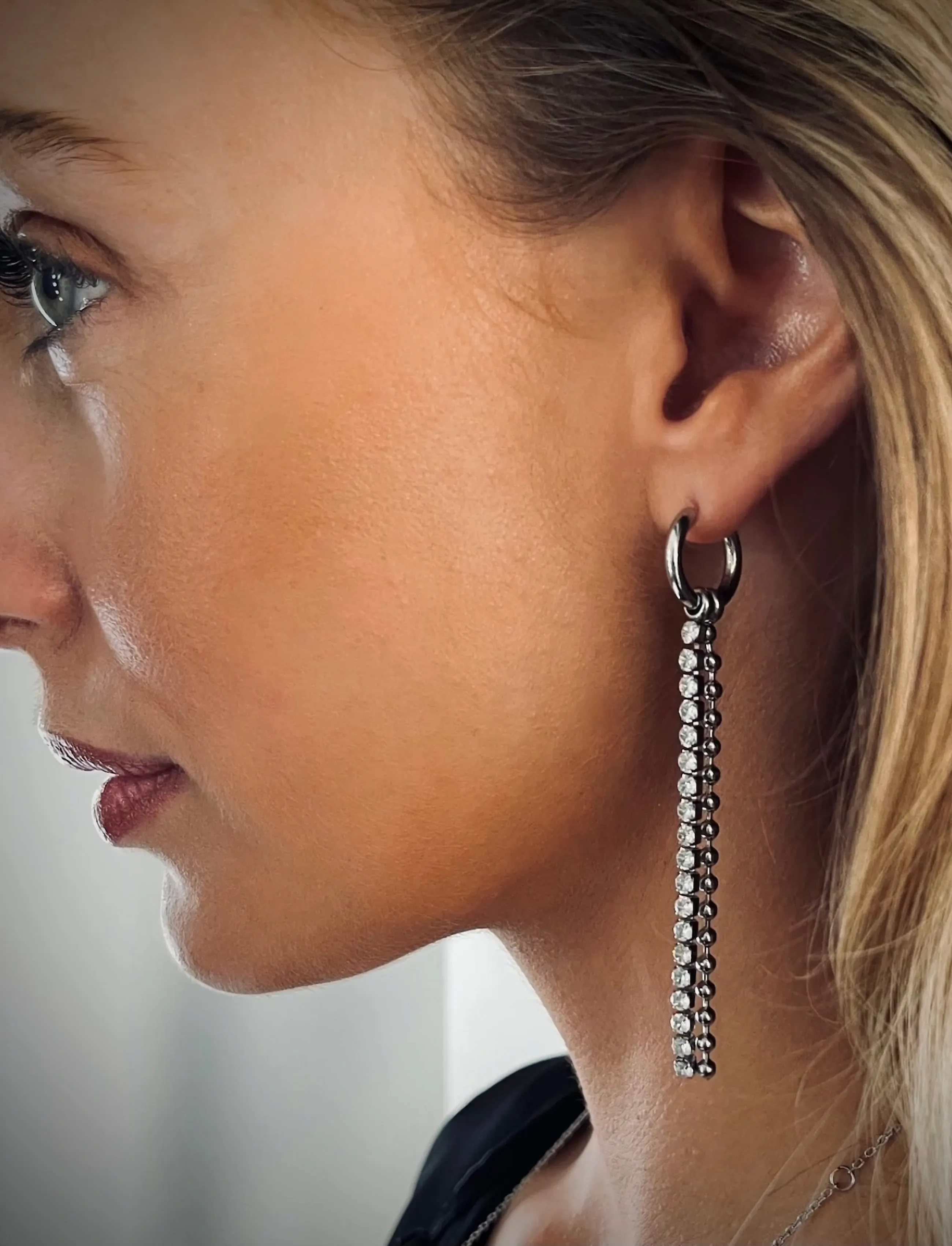 Bud To Rose Ice Bead Fringe Earring Silver, One Size, Earrings, Silber - Pendants Frauen