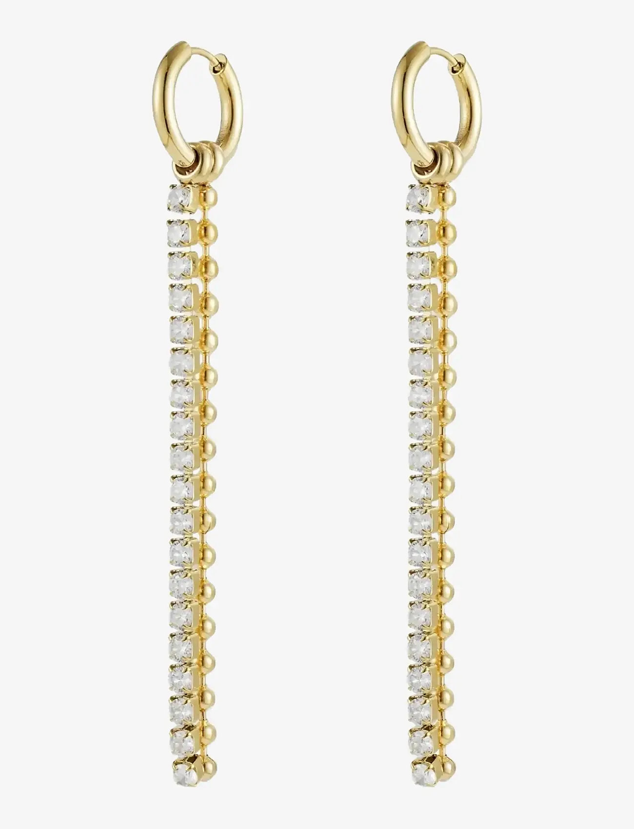 Bud to rose - Ice Bead Fringe Earring Gold - pendant earrings - gold - 1