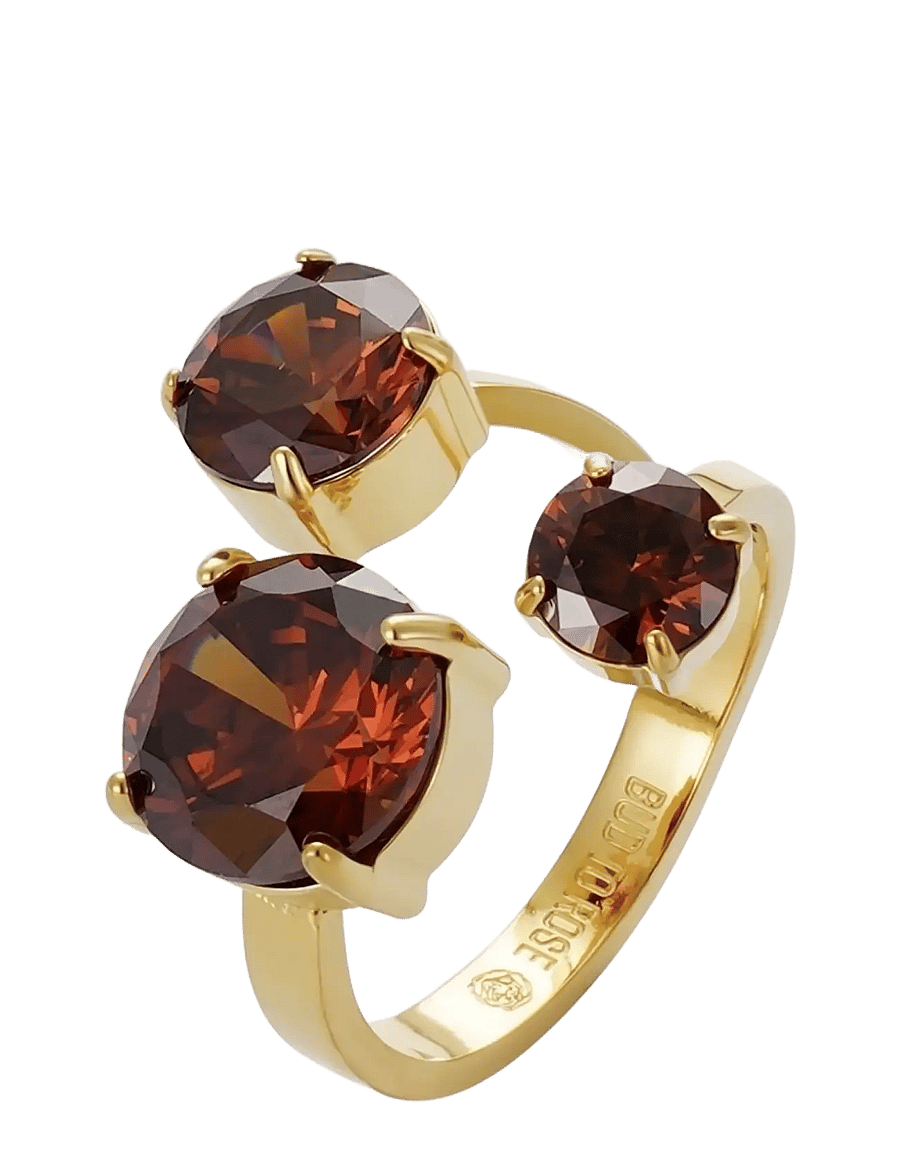 Bud To Rose - Brea All Crystal Ring Silver - ringe - brown/gold - 0