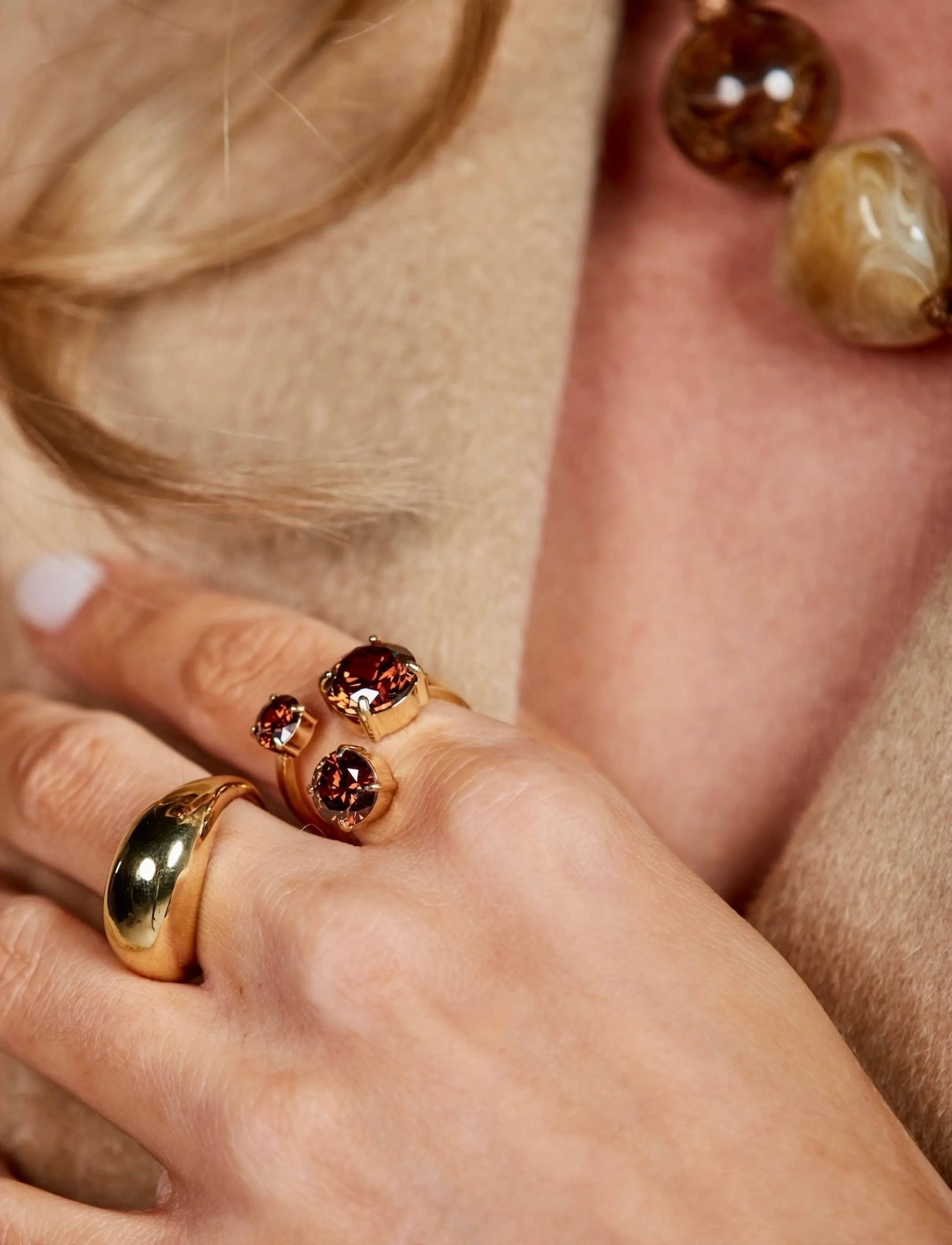 Bud To Rose - Brea All Crystal Ring Silver - ringe - brown/gold - 1