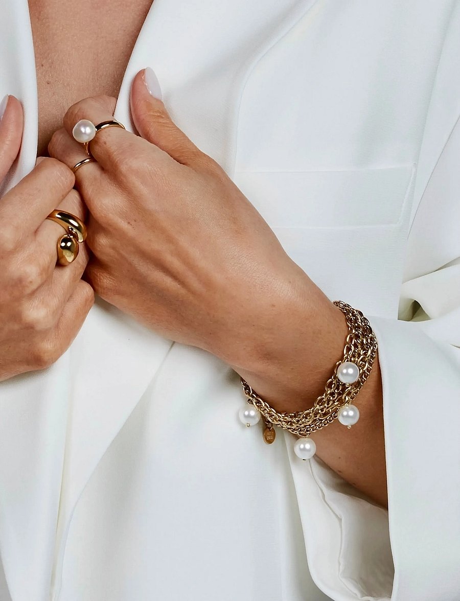 Bud to rose - Paris Pearl Bracelet Gold - kettenarmbänder - gold - 0