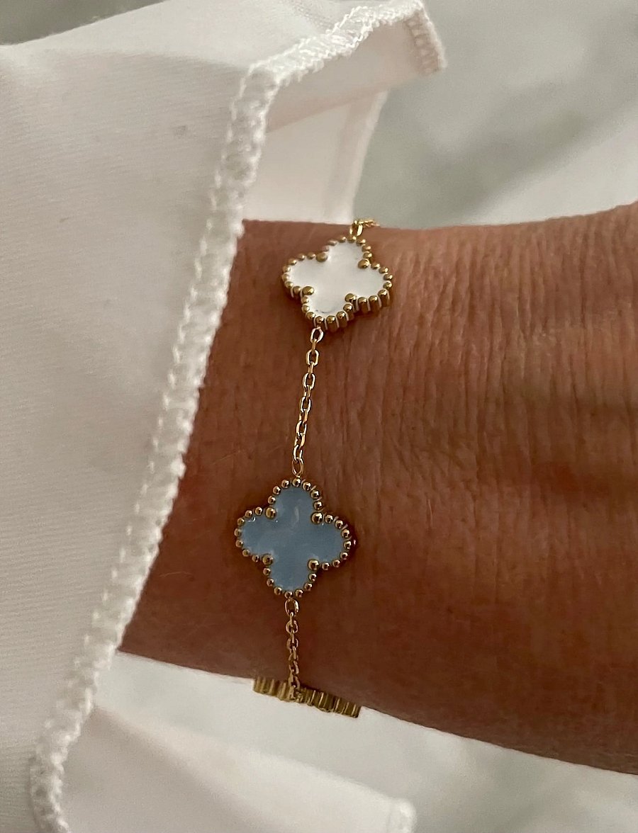 Bud To Rose - Clover Mix Bracelet Blue/Gold - blue/gold - 0
