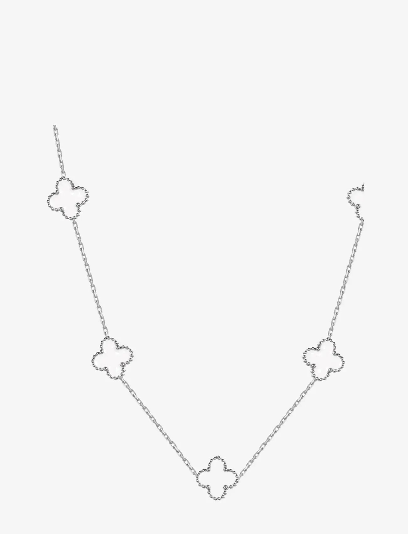 Bud to rose - Clover Multi Necklace White/Gold - halskæder - white/silver - 2
