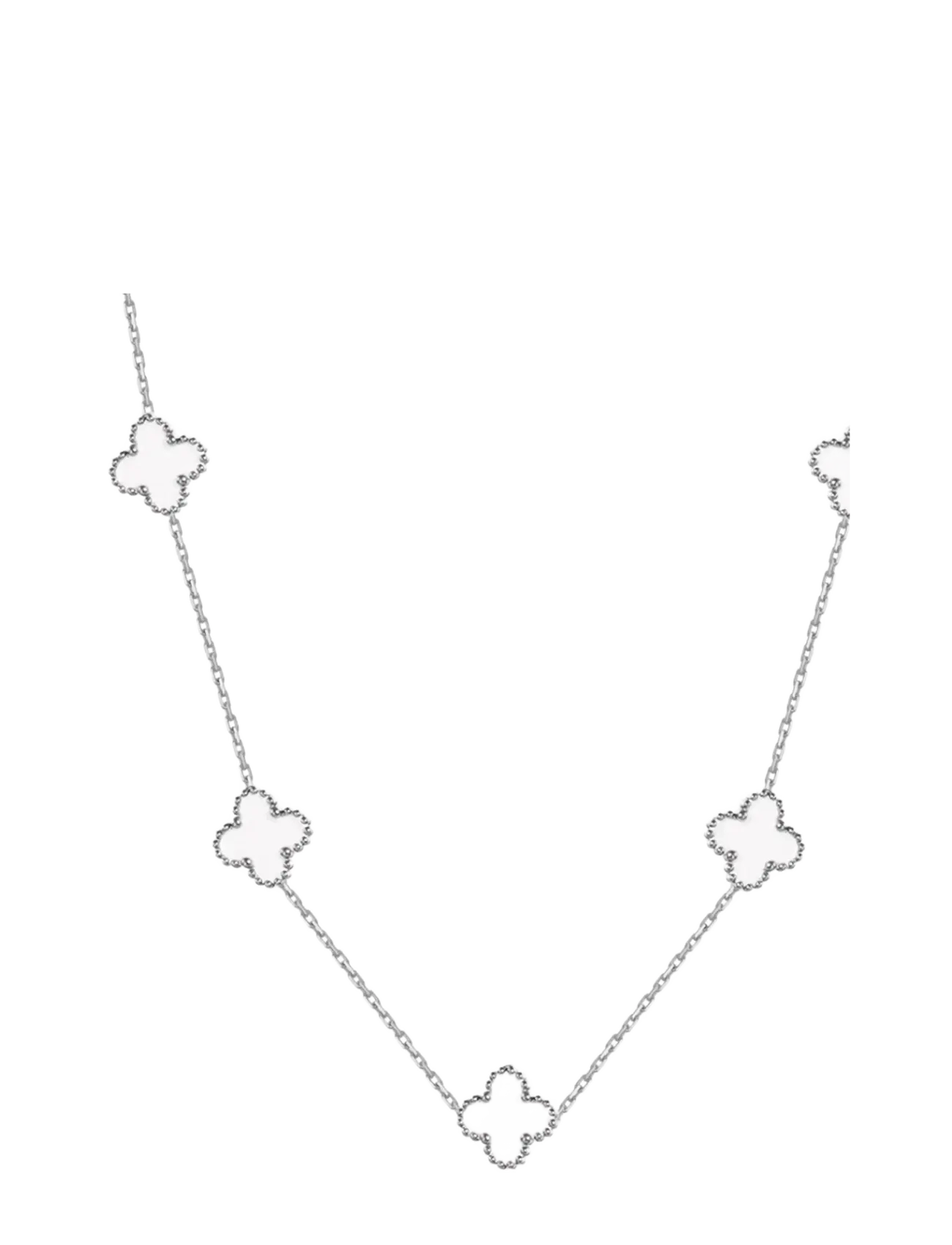 Bud To Rose - Clover Multi Necklace White/Gold - festtøj til outletpriser - white/silver - 2
