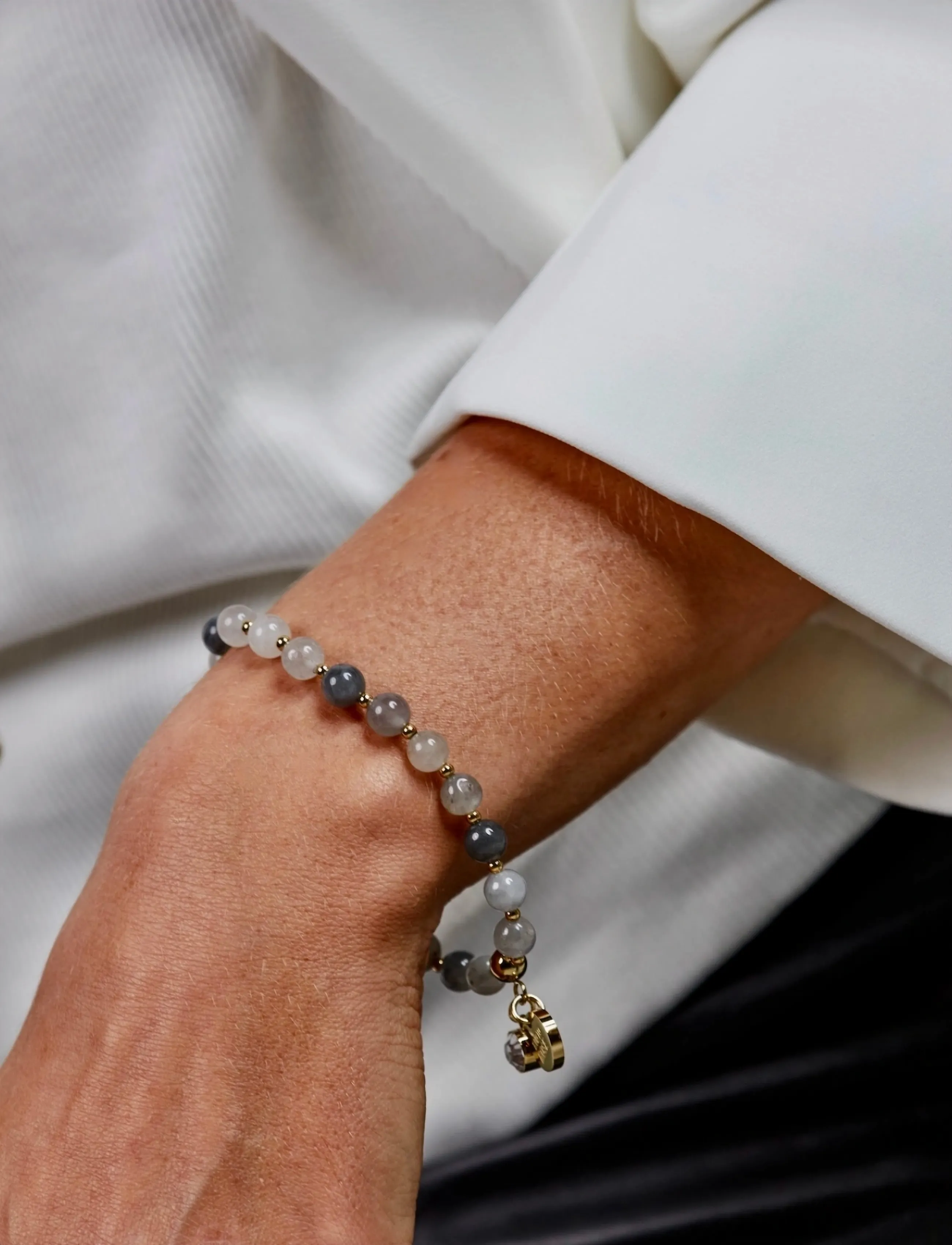 Bud To Rose Beverly Bracelet Grey/Gold, One Size, Grey, Armbånd > Perlearmbånd, Dame