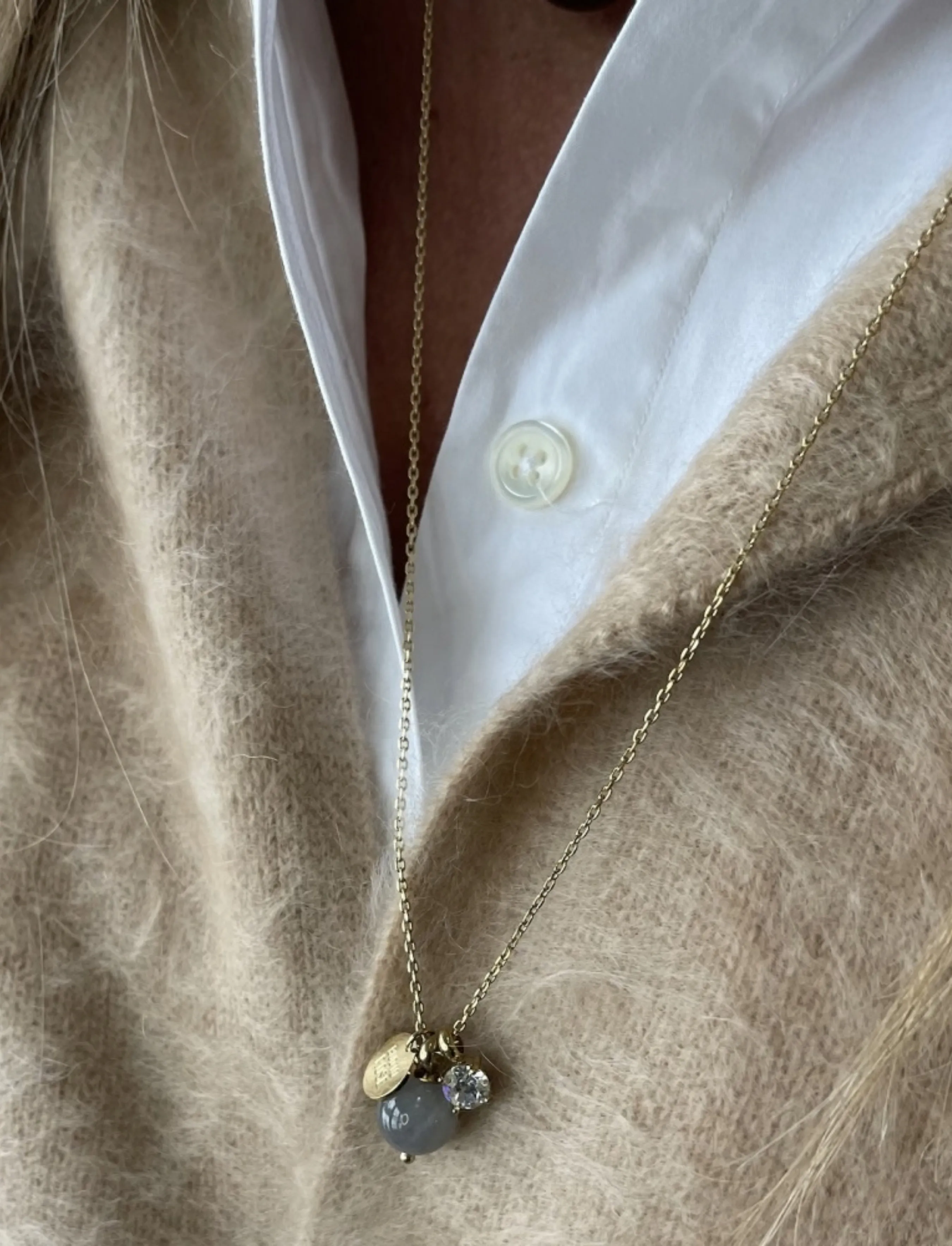 Bud To Rose - Kelly Long Necklace Grey/Gold - halsketten - gold - 0