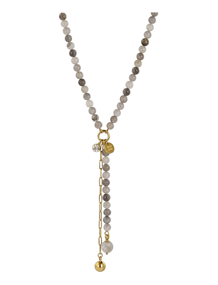 Bud to rose - Beverly Long Necklace Grey/Gold - grey/gold - 1