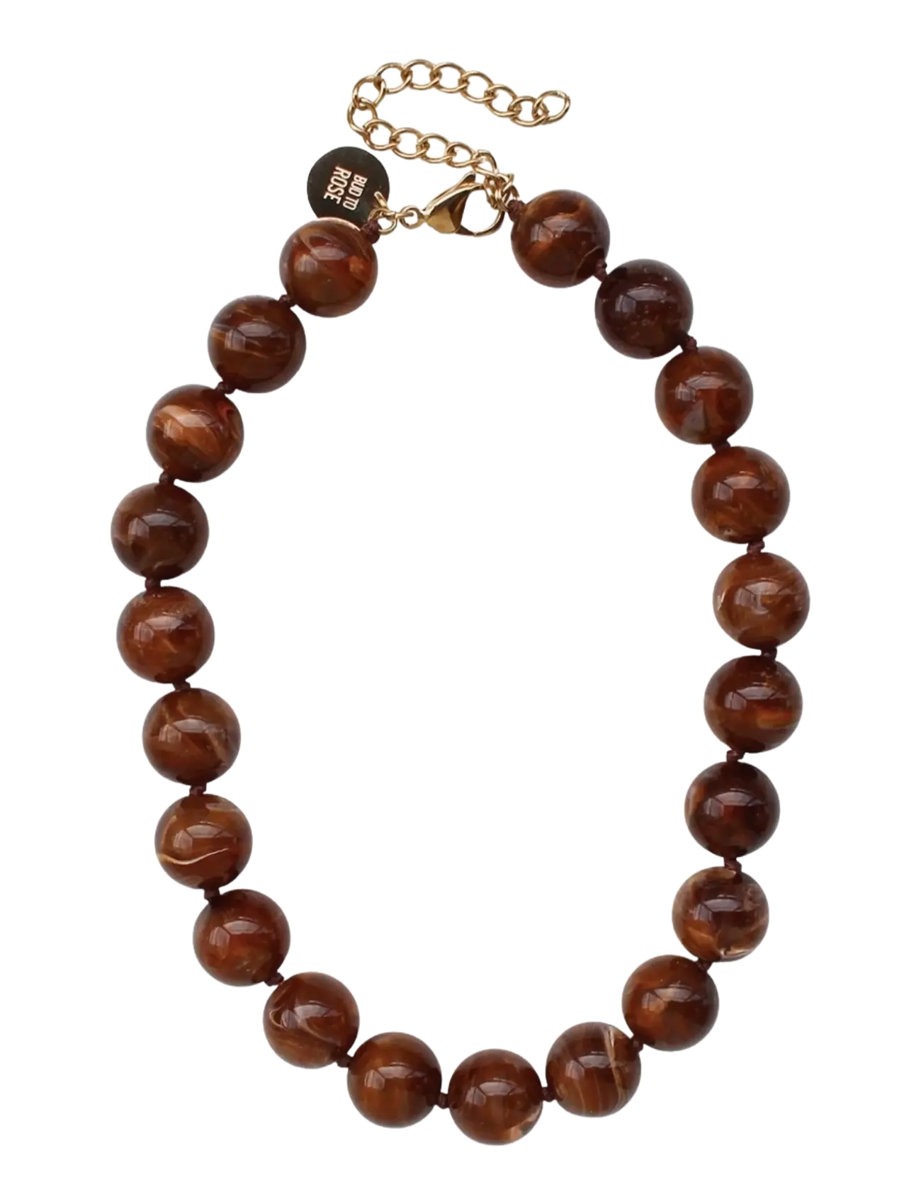 Bud to rose Velvet Resin Necklace Brown - Halsketten - BROWN / brown