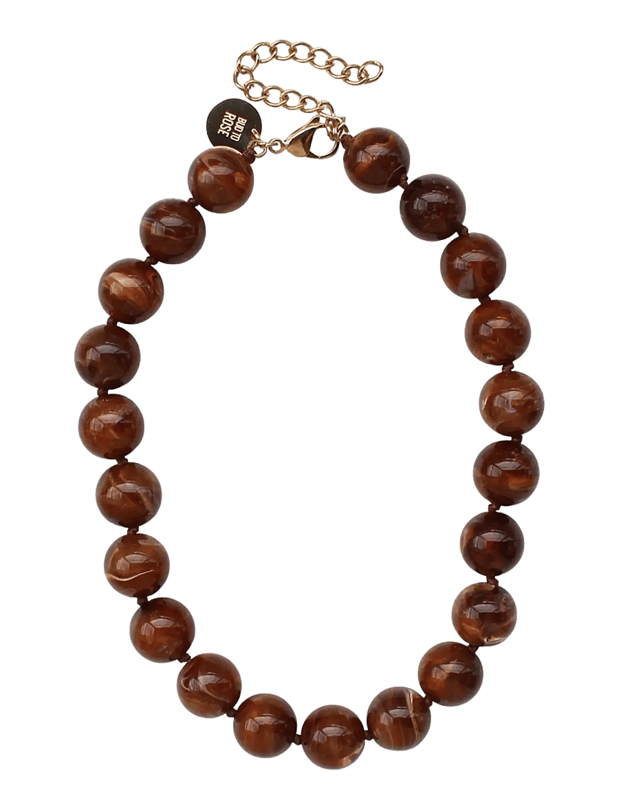 Bud To Rose - Velvet Resin Necklace Brown - kettingen - brown - 0