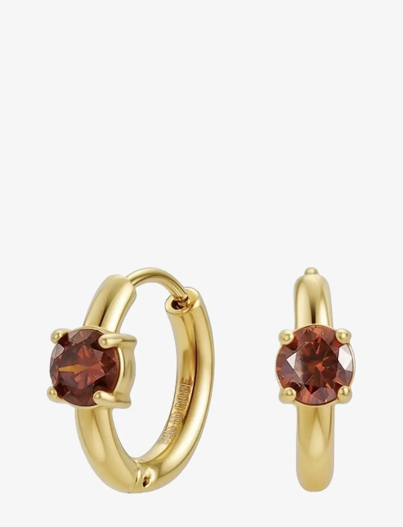Bud to rose - Ice Creole Earring Brown/Gold - creoler & hoops - brown/gold - 0