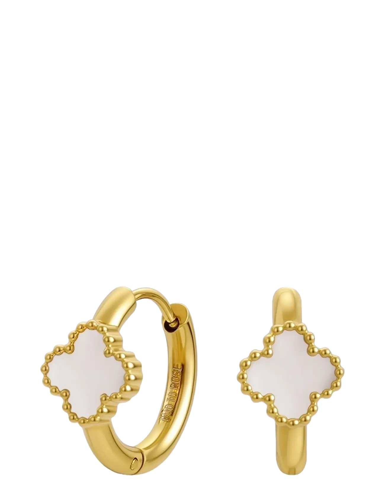 Bud to rose Clover Creole Earring White/Gold - Bud to Rose - WHITE/GOLD / gold