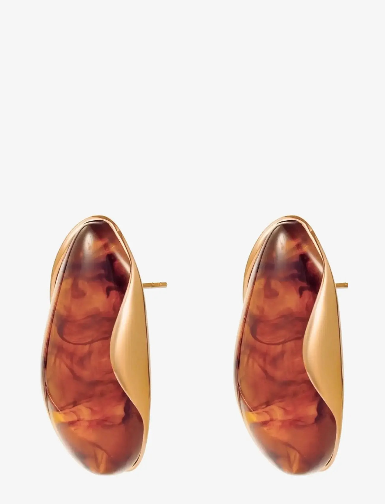 Bud to rose - Hazel Earring Brown/Gold - statement earrings - gold - 1