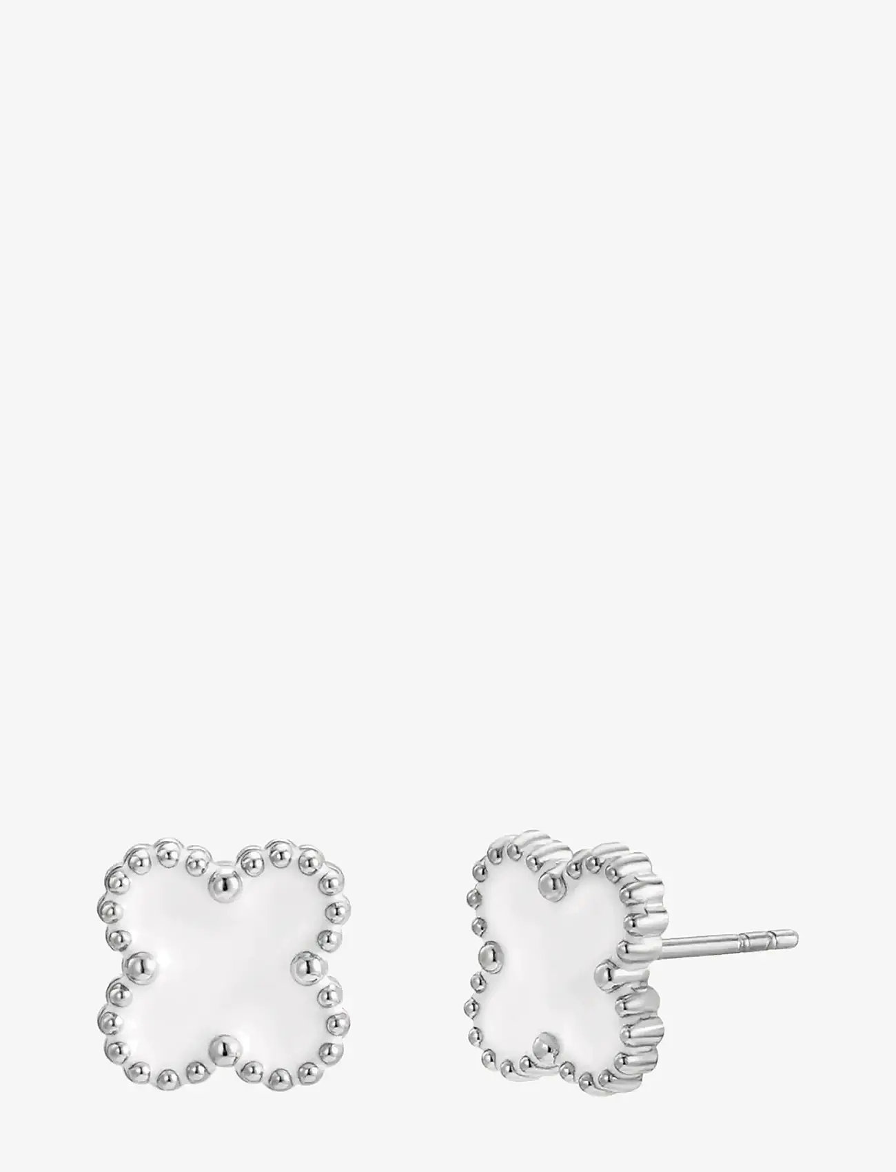 Bud to rose - Clover Earring White/Silver - studs örhängen - white/silver - 0