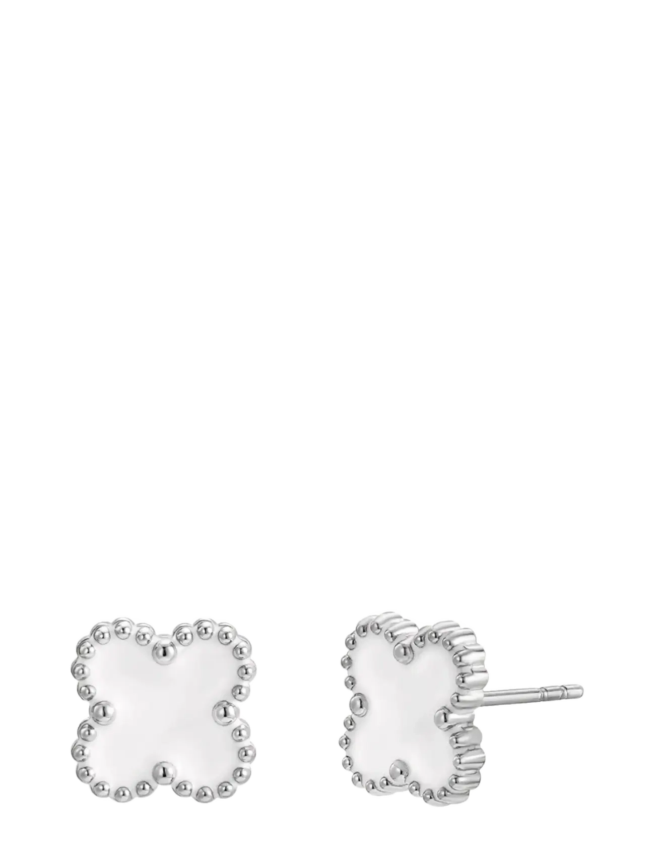 Bud to rose Clover Earring White/Silver - Bud to Rose - WHITE/SILVER / silver