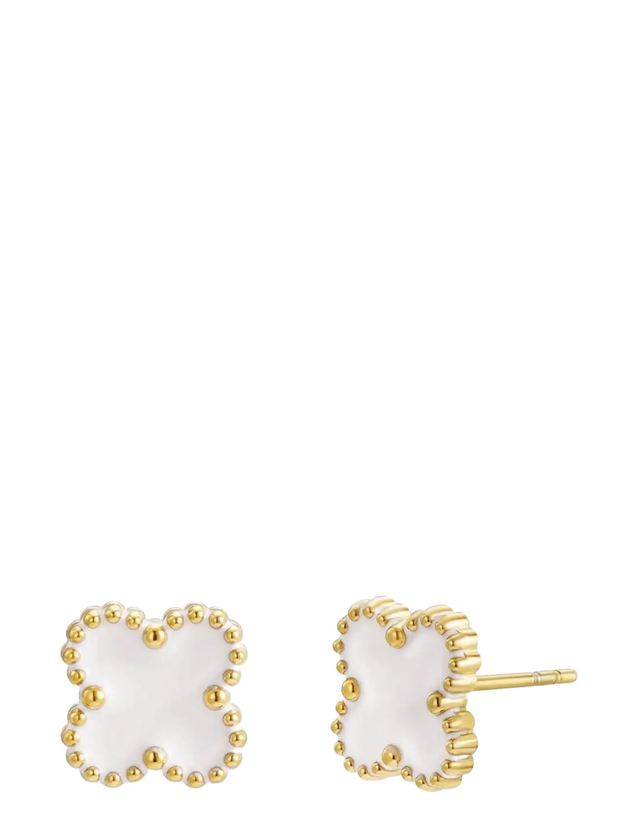 Bud to rose Clover Earring White/Gold - Officewear - WHITE/GOLD / gold