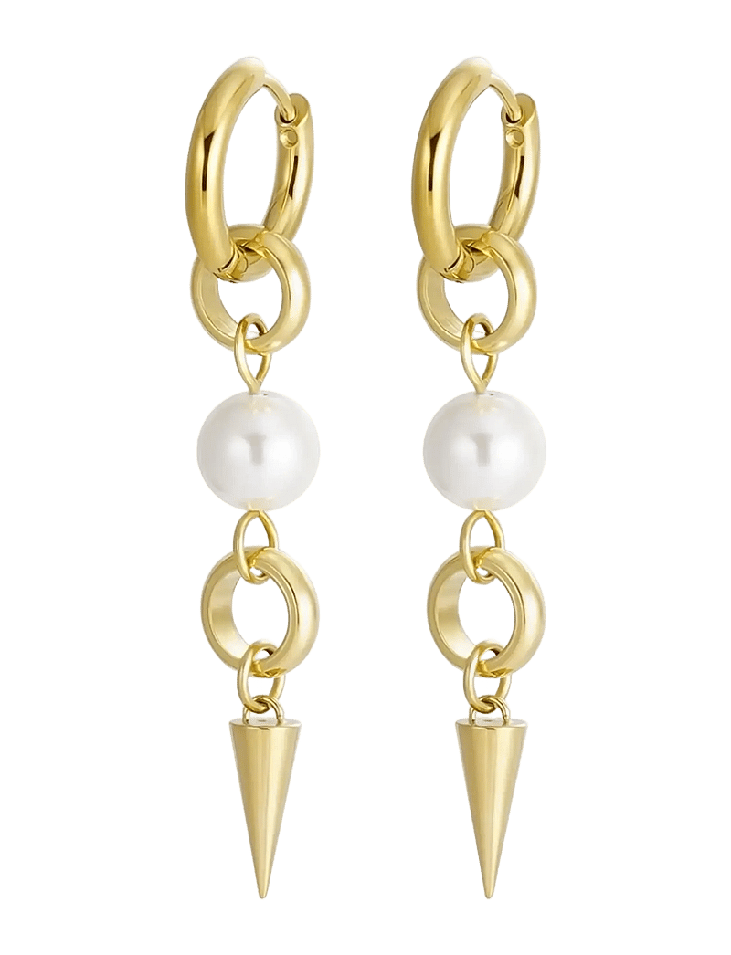 Bud to rose - Pearl Spike Earring Gold - pärlörhängen - gold - 1