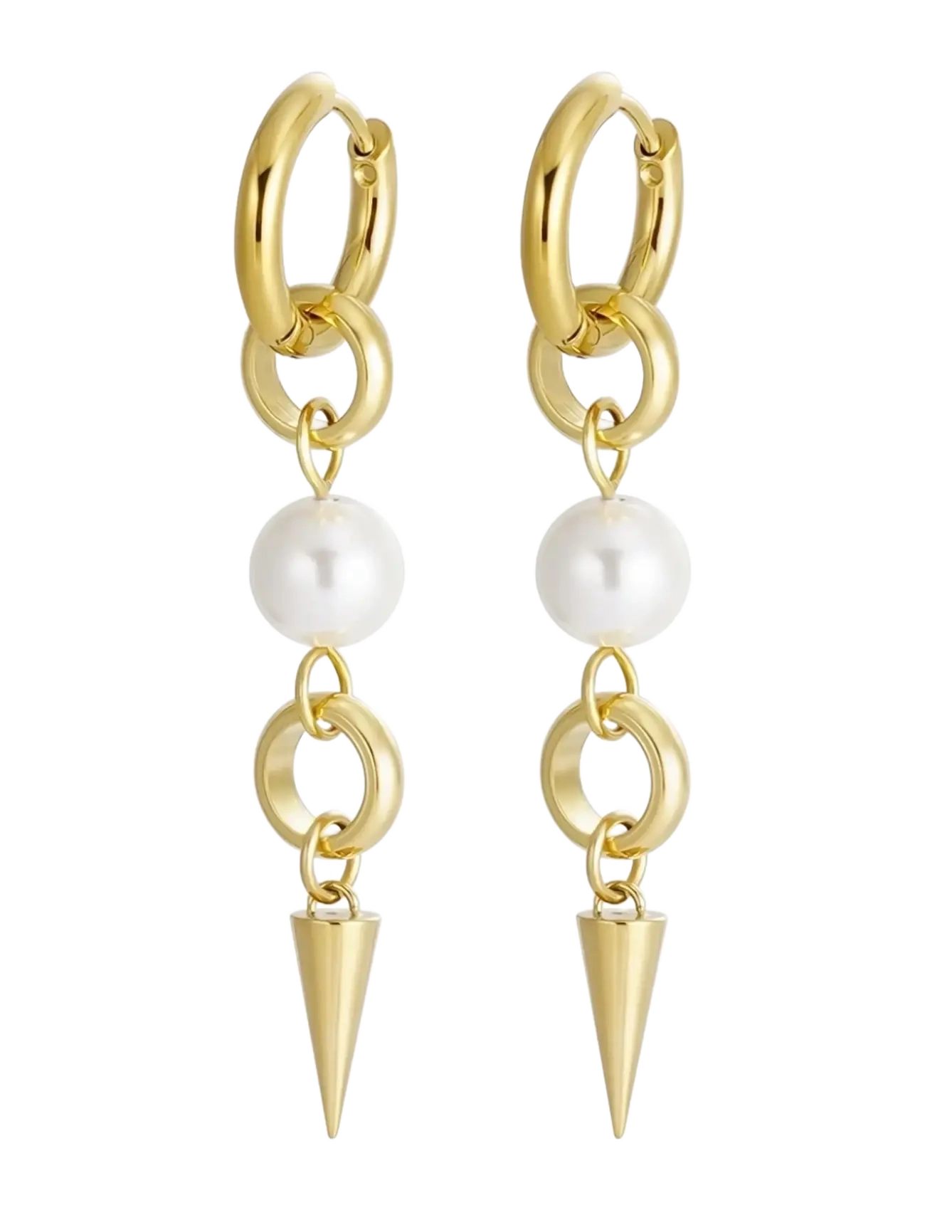 Bud to rose Pearl Spike Earring Gold - Festtøj - GOLD / gold
