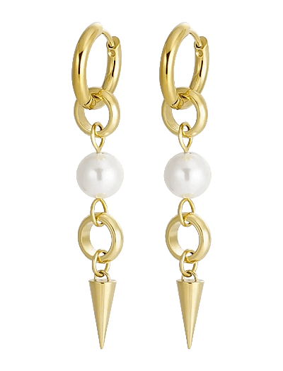 Bud To Rose Pearl Spike Earring Gold - Skartgripir - GOLD / gold