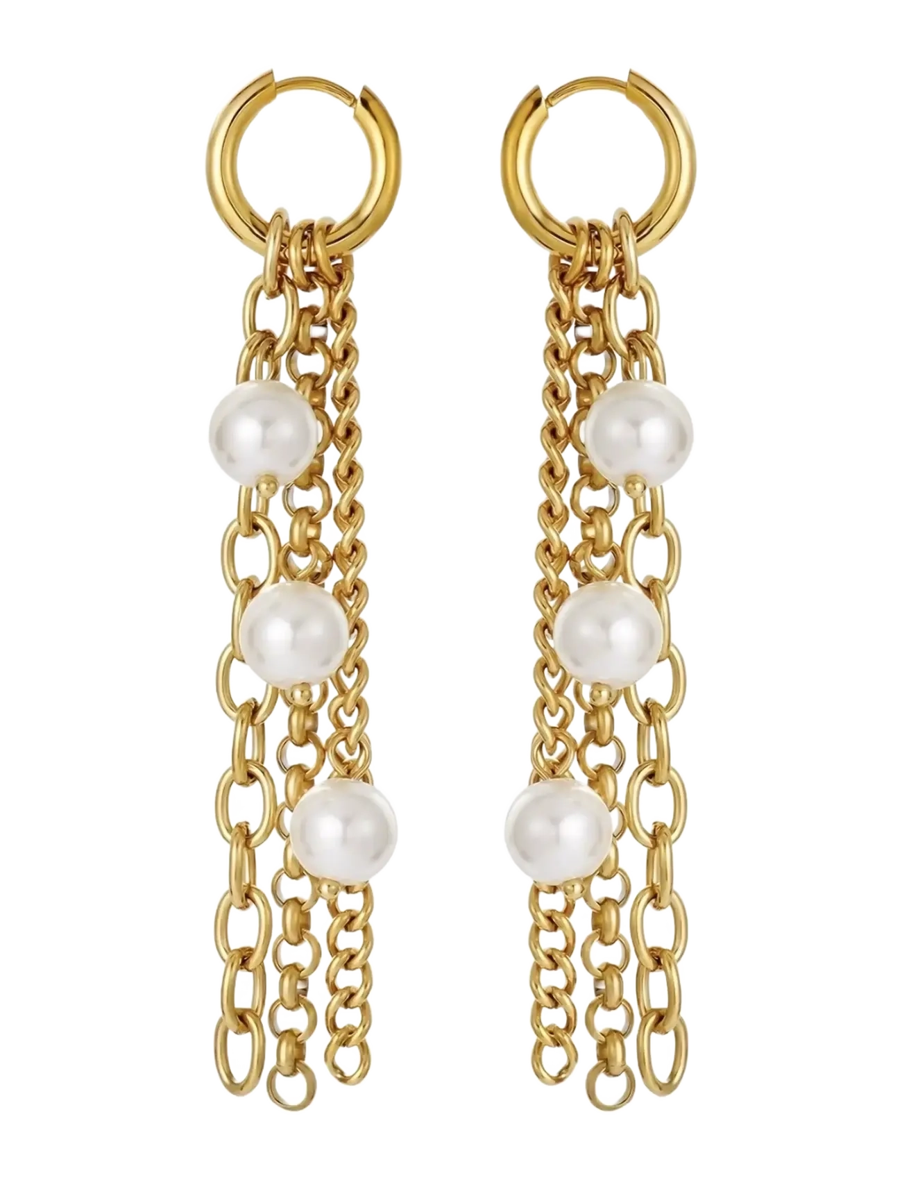 Bud To Rose Paris Pearl Fringe Earring, One Size, Earrings, Gold - Statement Frauen