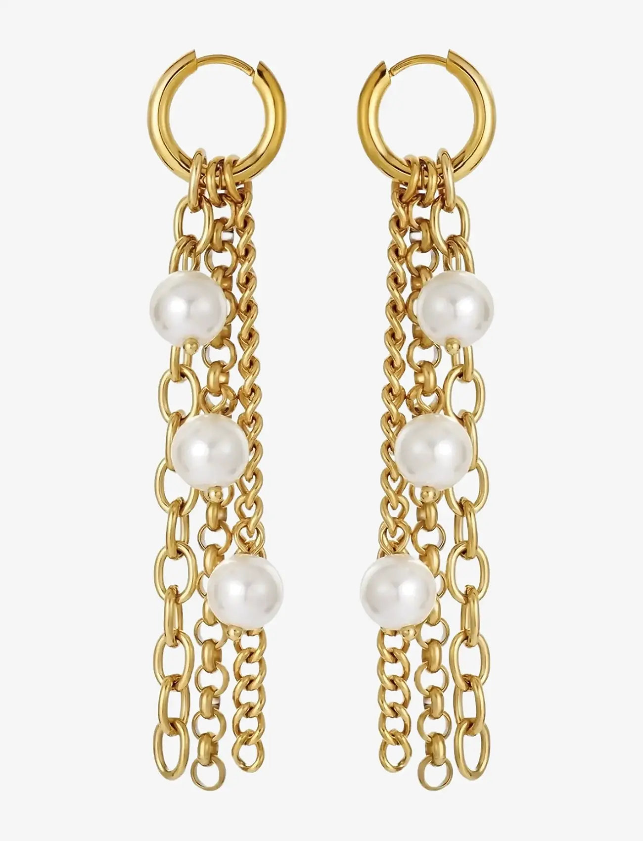 Bud to rose - Paris Pearl Fringe Earring - perleøreringe - gold - 0