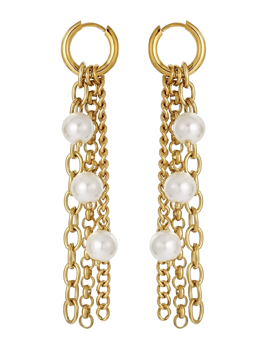 Bud to rose - Paris Pearl Fringe Earring - boucles d'oreilles en perles - gold - 0