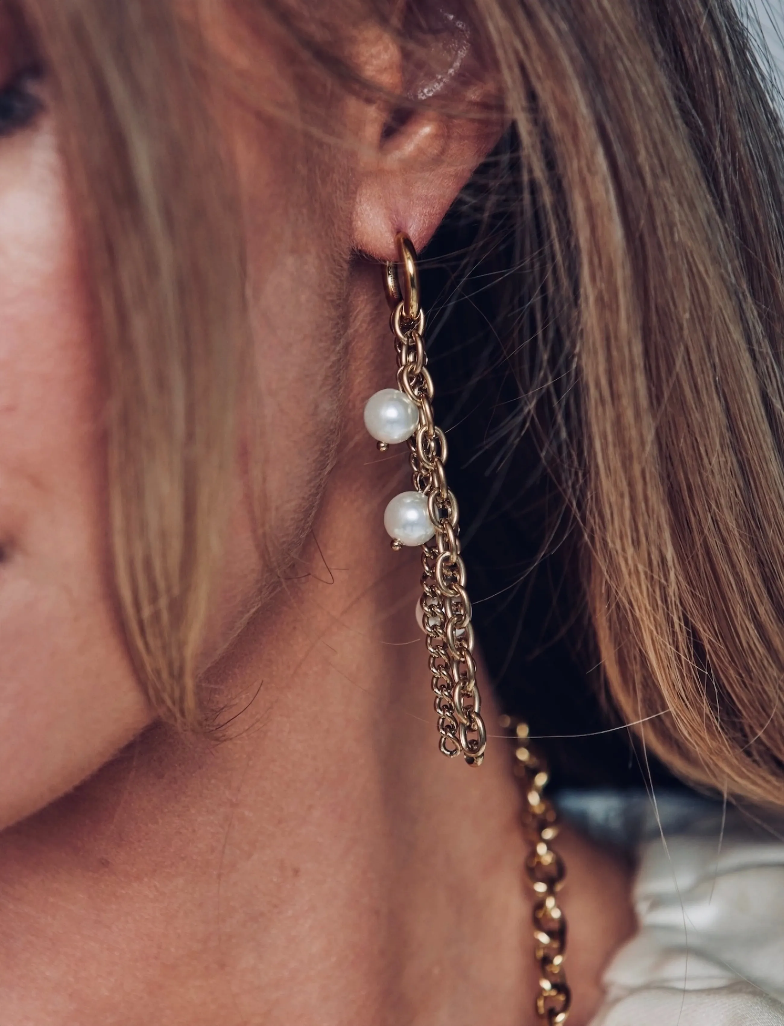 Bud to rose - Paris Pearl Fringe Earring - boucles d'oreilles en perles - gold - 2
