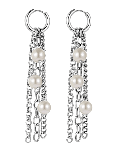 Bud To Rose Paris Pearl Fringe Earring - Pärlörhängen - SILVER / silver
