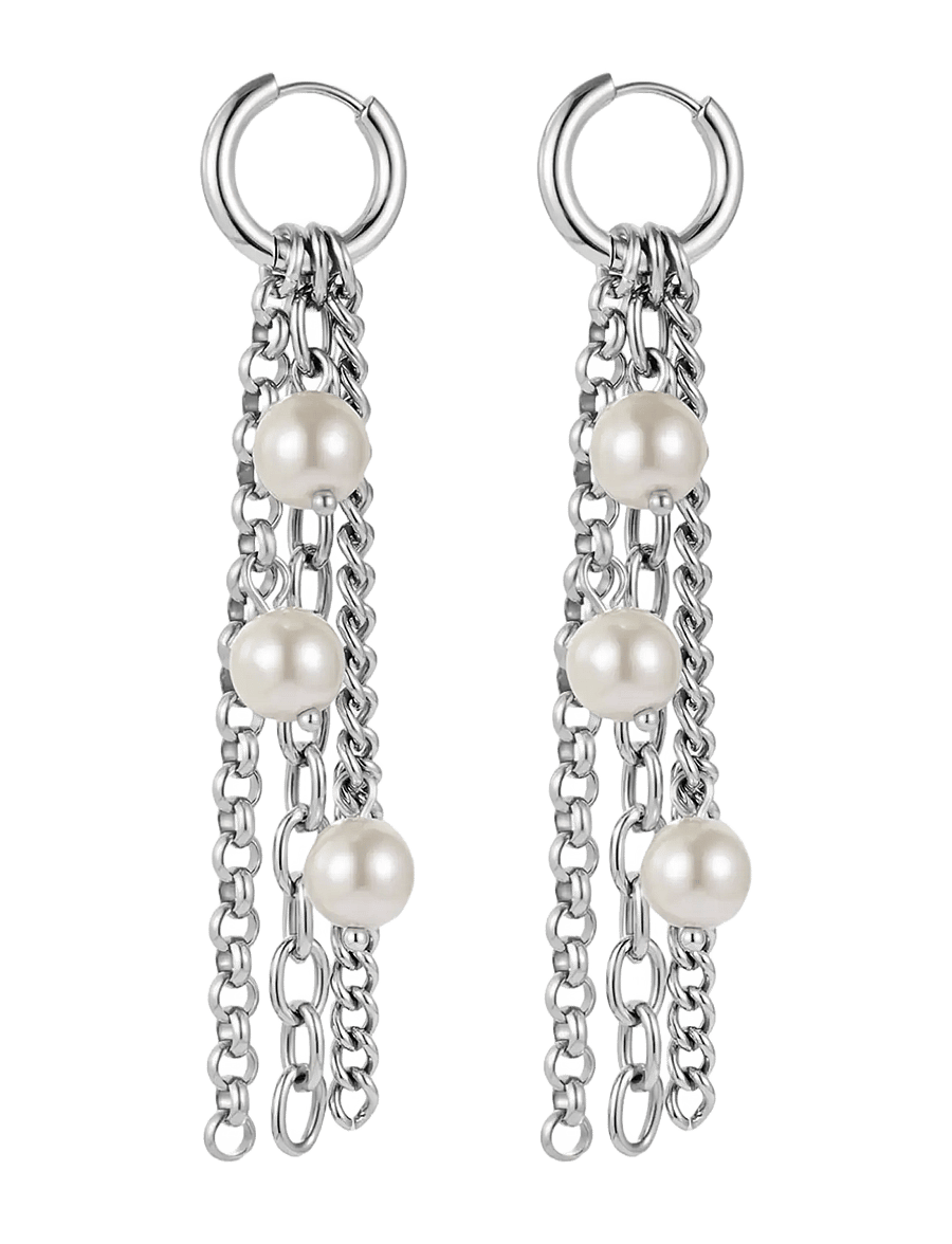 Bud To Rose - Paris Pearl Fringe Earring - perlenohrringe - silver - 1