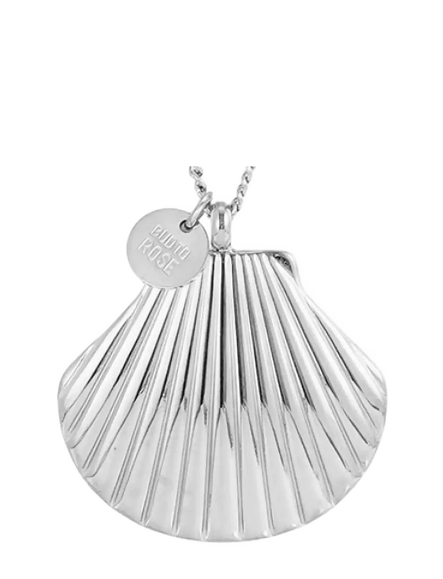 Bud to rose - Marbella Shell Long Necklace Silver - halsband - silver - 1