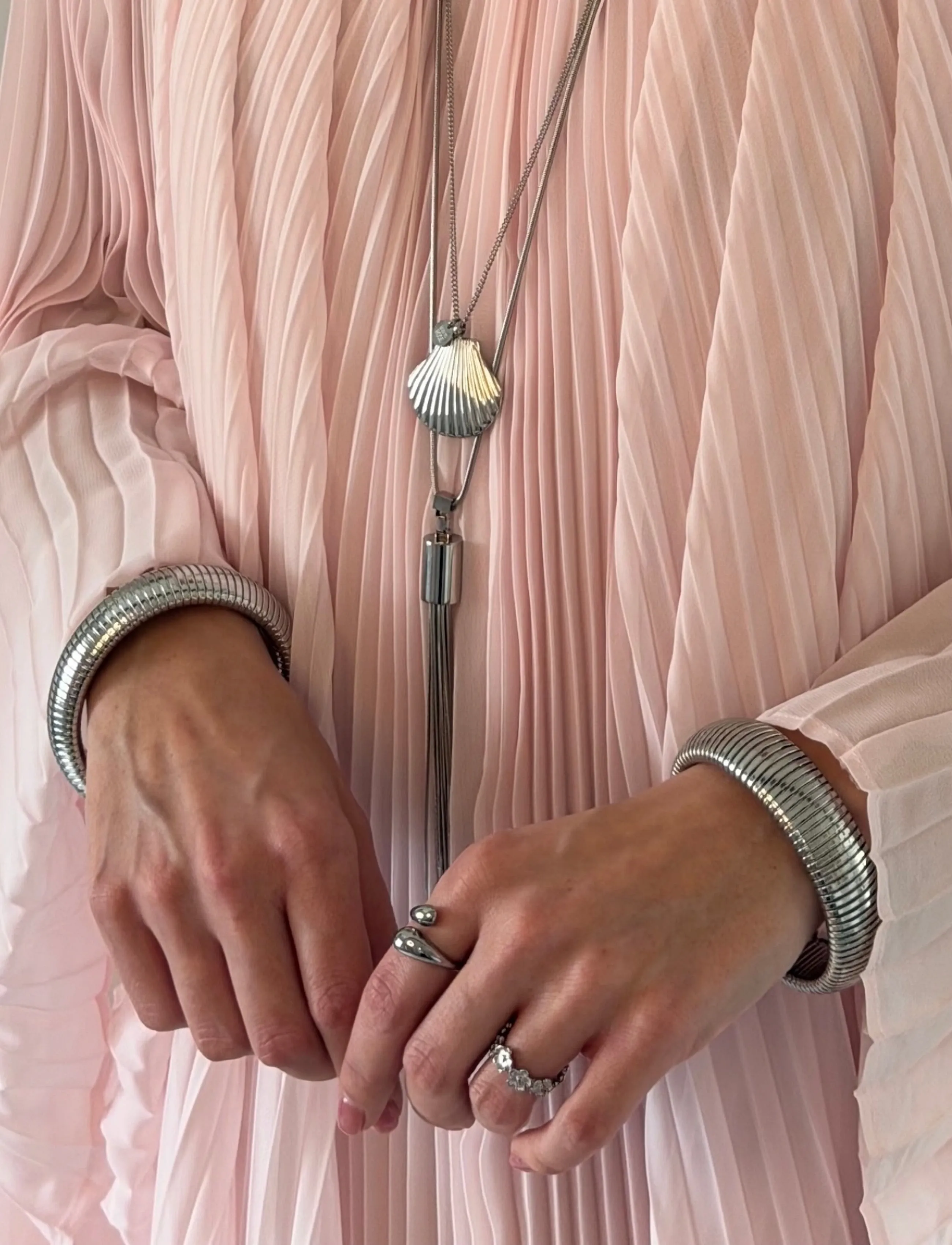 Bud To Rose Marbella Shell Long Necklace Gold, One Size, Necklaces, Silber - Chain Frauen